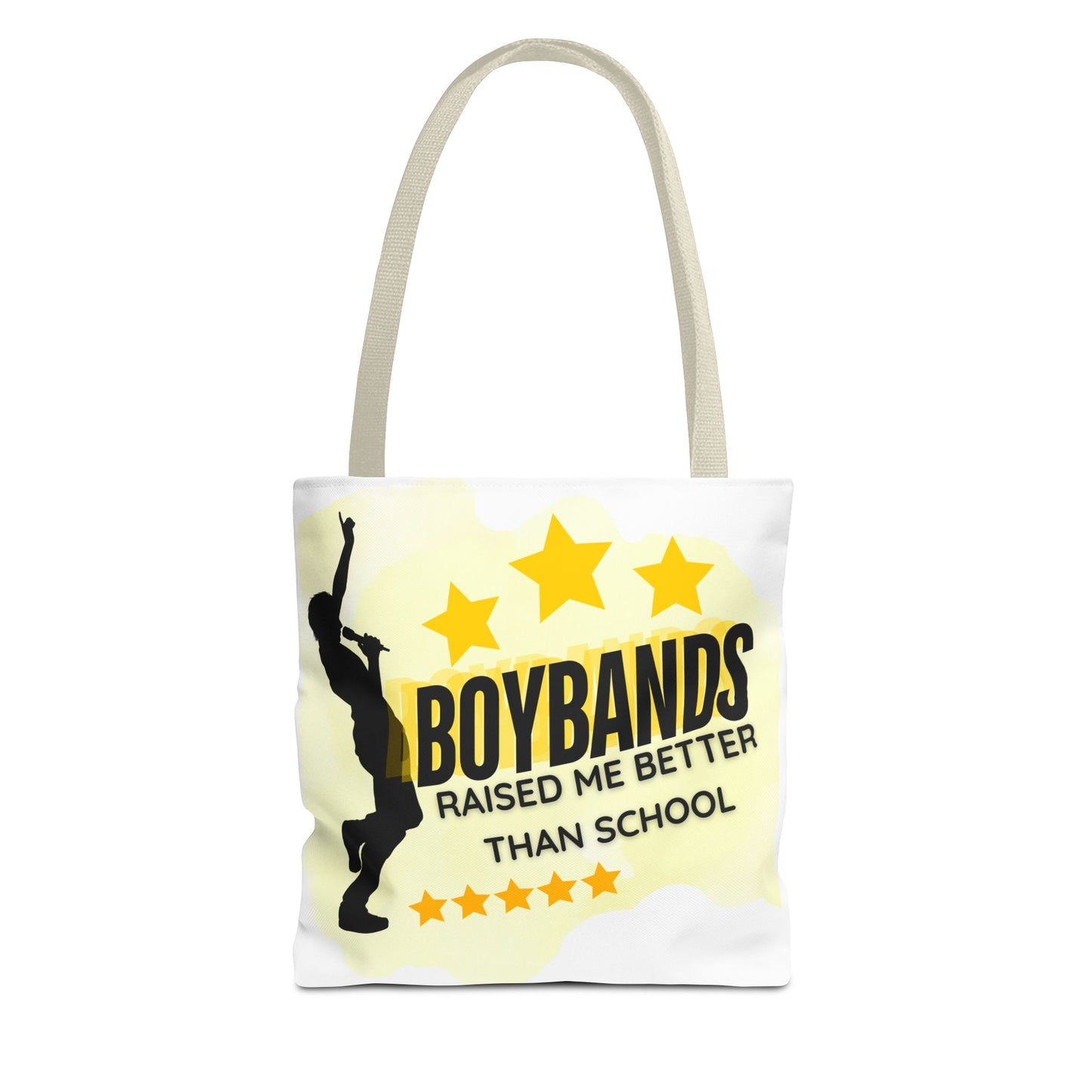 Boybands Raised Me Better Than School – Retro Music Tote, Nostalgic Music Tote, Cute Tote, Gift for Fangirls, Fan Merchandise, Artsy Bag, AOP Design - Mixtape Hearts