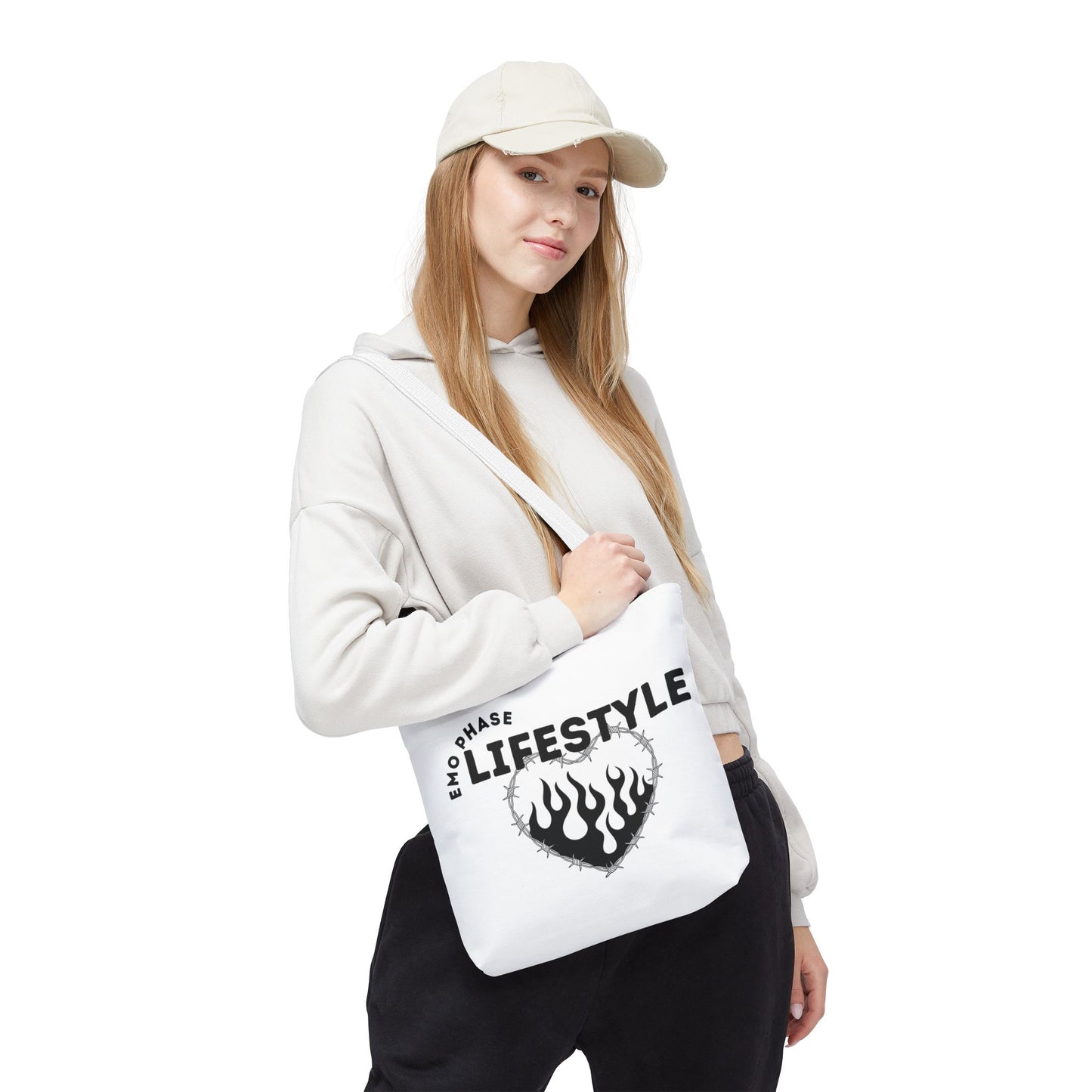 Emo Phase Lifestyle – Emotional Era Tote Bag - AOP, Fun and Stylish, Perfect for Music Lovers, Gift for Friends, Everyday Use, Beach Bag, Eco-Friendly - Mixtape Hearts