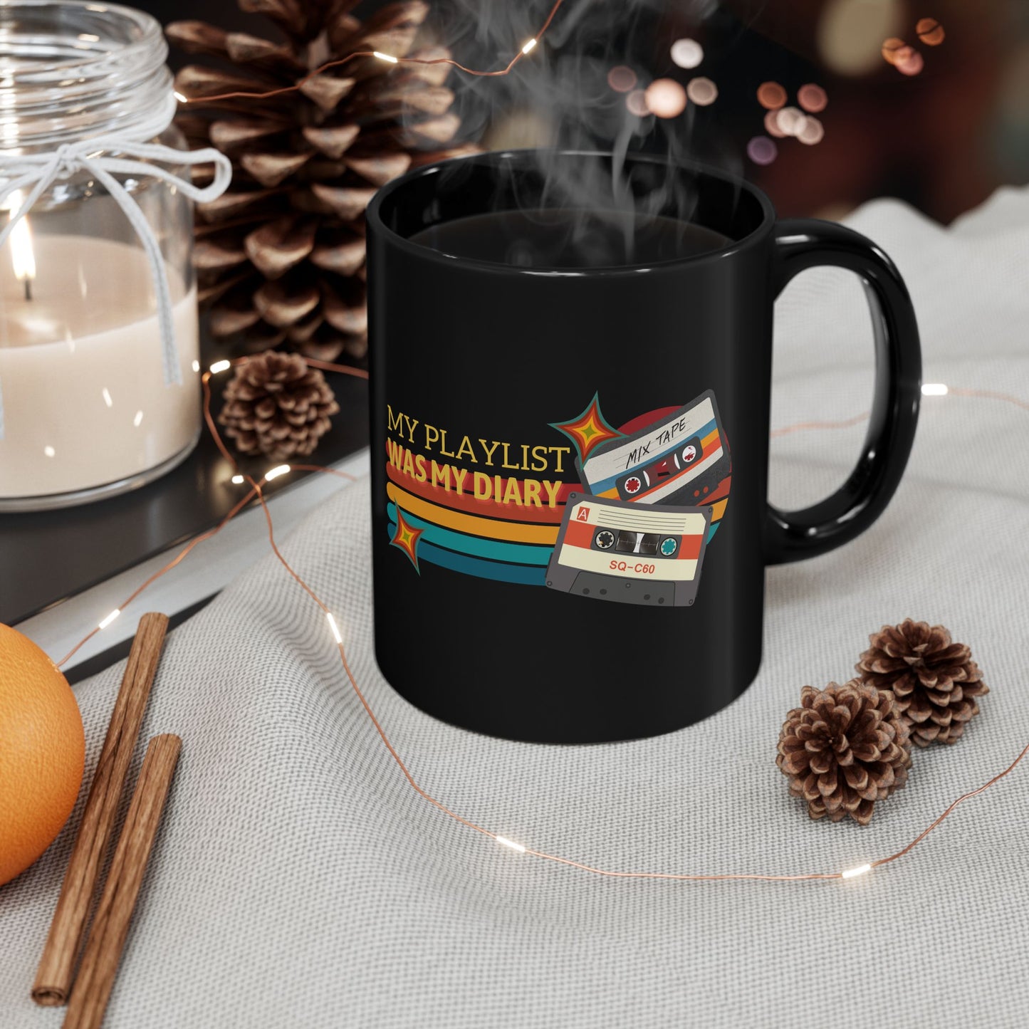 My Playlist Was My Diary – Retro Music Lover Mug- Perfect Gift for Music Lovers, Coffee Enthusiasts, Rock Music Fans, Birthday, Valentine's Day, Home Office Decor - Mixtape Hearts