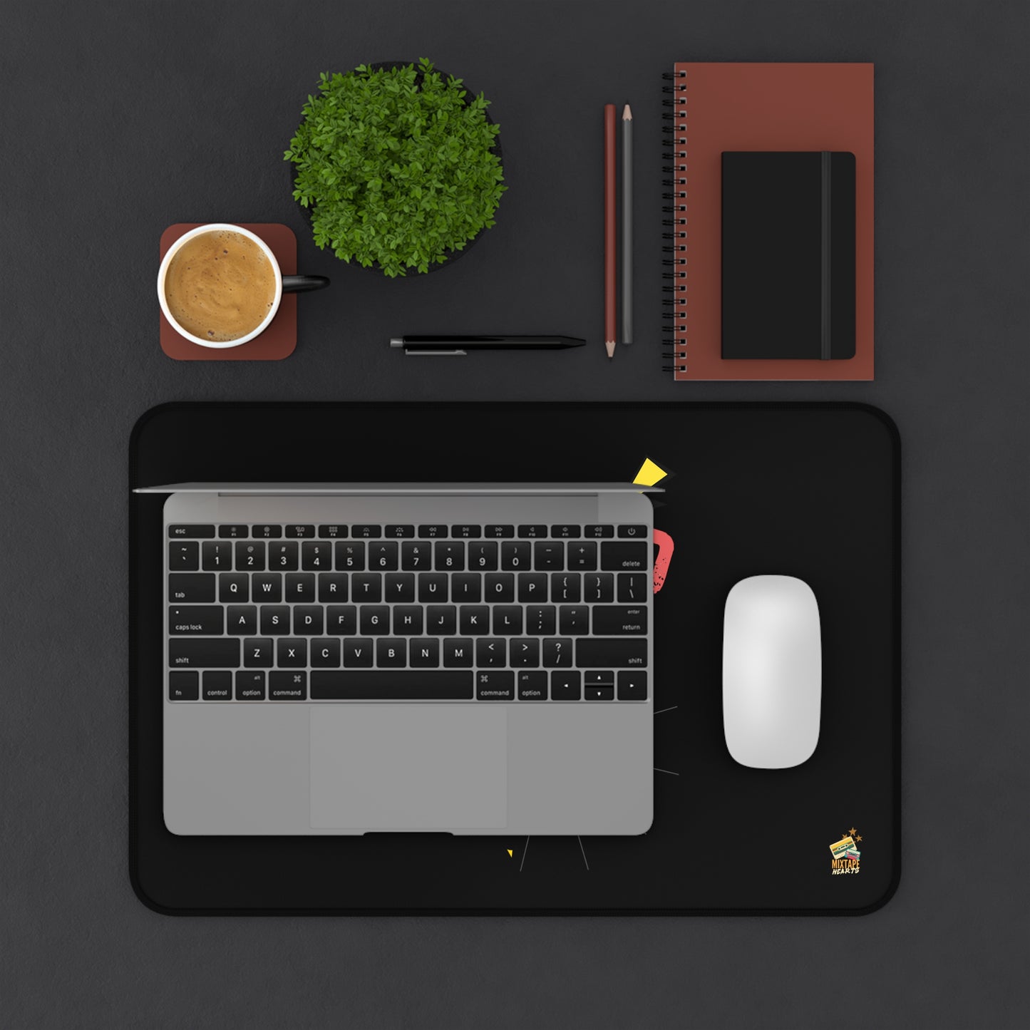 "Addicted to You" – Desktop Drama Mat| Music Lover Gift | Home Office Decor | Gamer's Desk Accessories | Music Theme - Mixtape Hearts