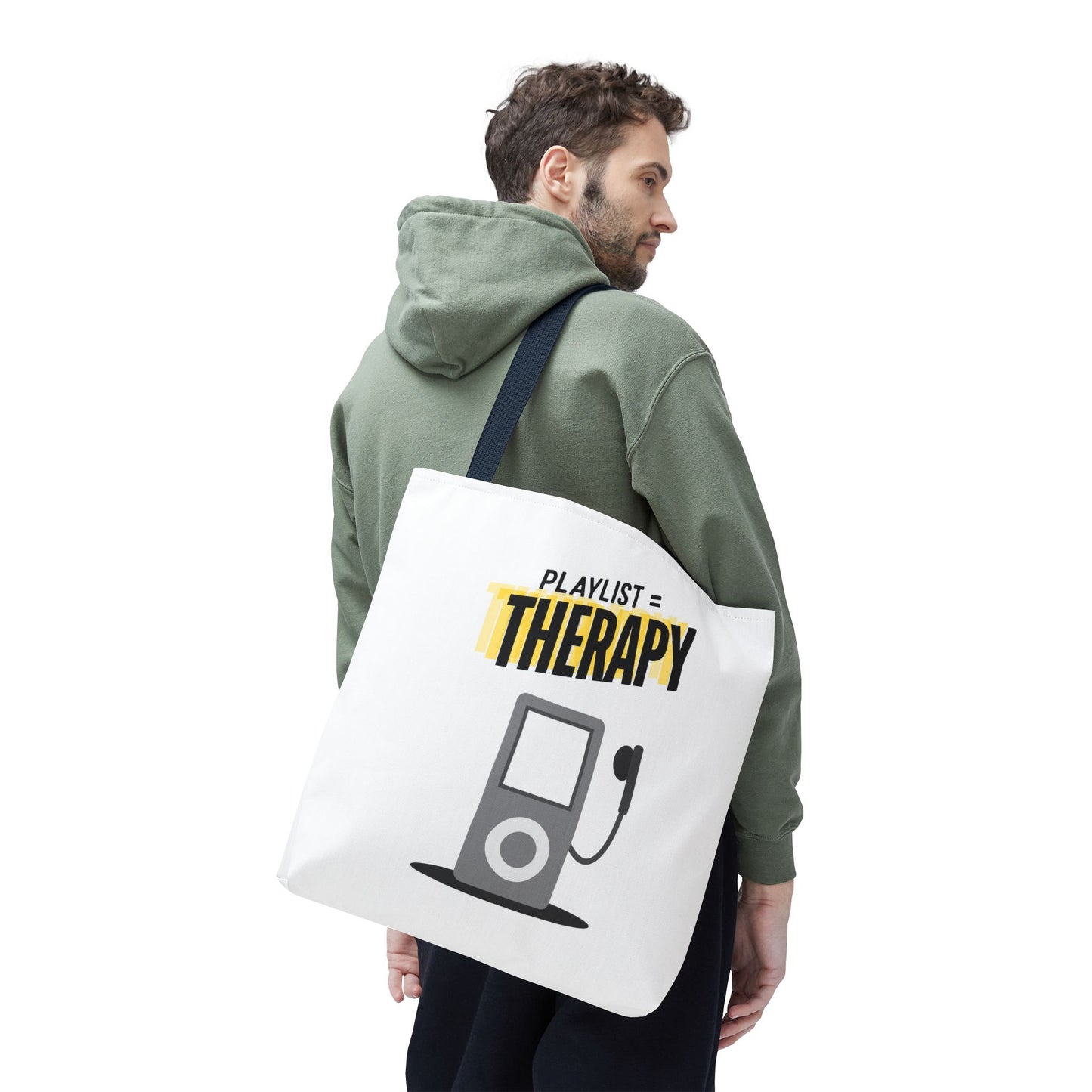 Playlist = Therapy Tote Bag – Nostalgic Music Tote, Cute Tote, Gift for Fangirls, Fan Merchandise, Artsy Bag, AOP Design - Mixtape Hearts