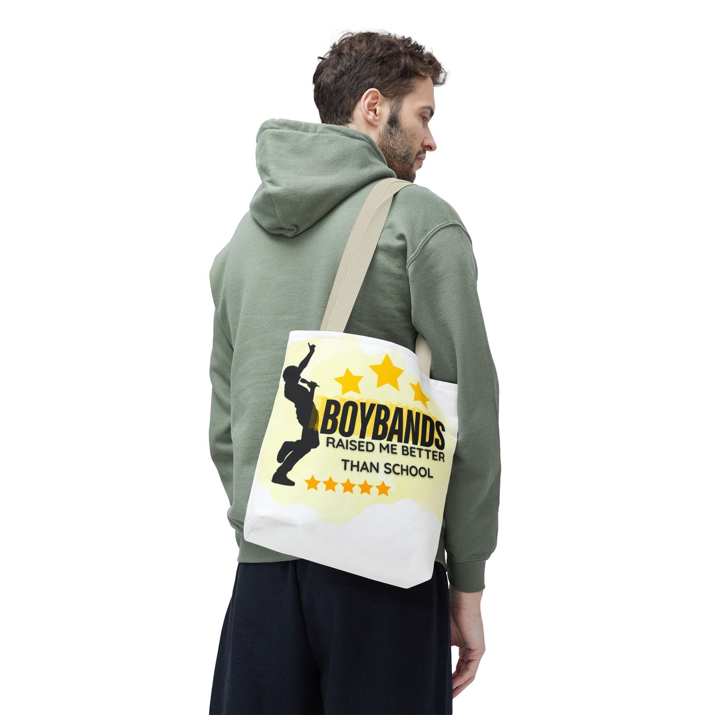 Boybands Raised Me Better Than School – Retro Music Tote, Nostalgic Music Tote, Cute Tote, Gift for Fangirls, Fan Merchandise, Artsy Bag, AOP Design - Mixtape Hearts