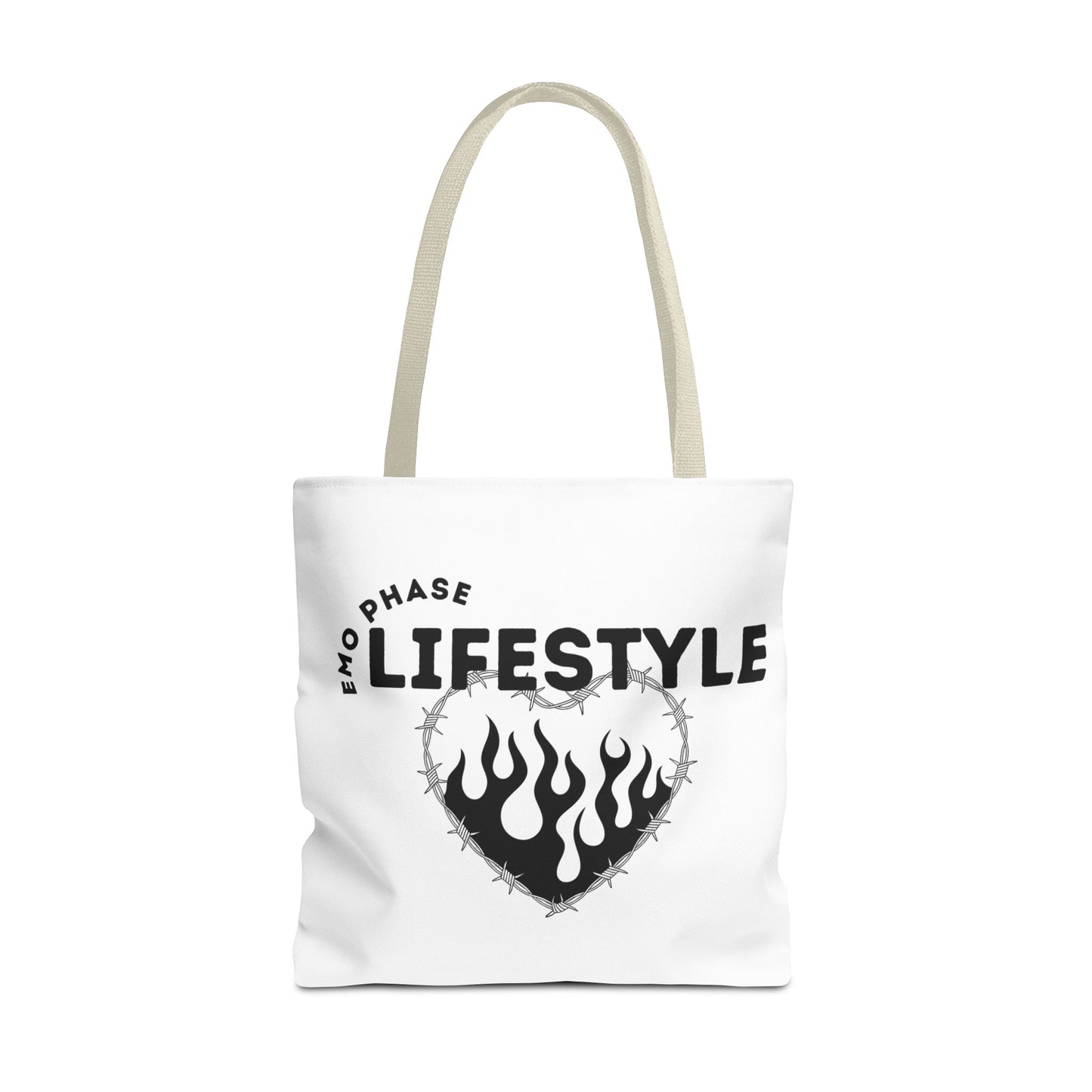 Emo Phase Lifestyle – Emotional Era Tote Bag - AOP, Fun and Stylish, Perfect for Music Lovers, Gift for Friends, Everyday Use, Beach Bag, Eco-Friendly - Mixtape Hearts