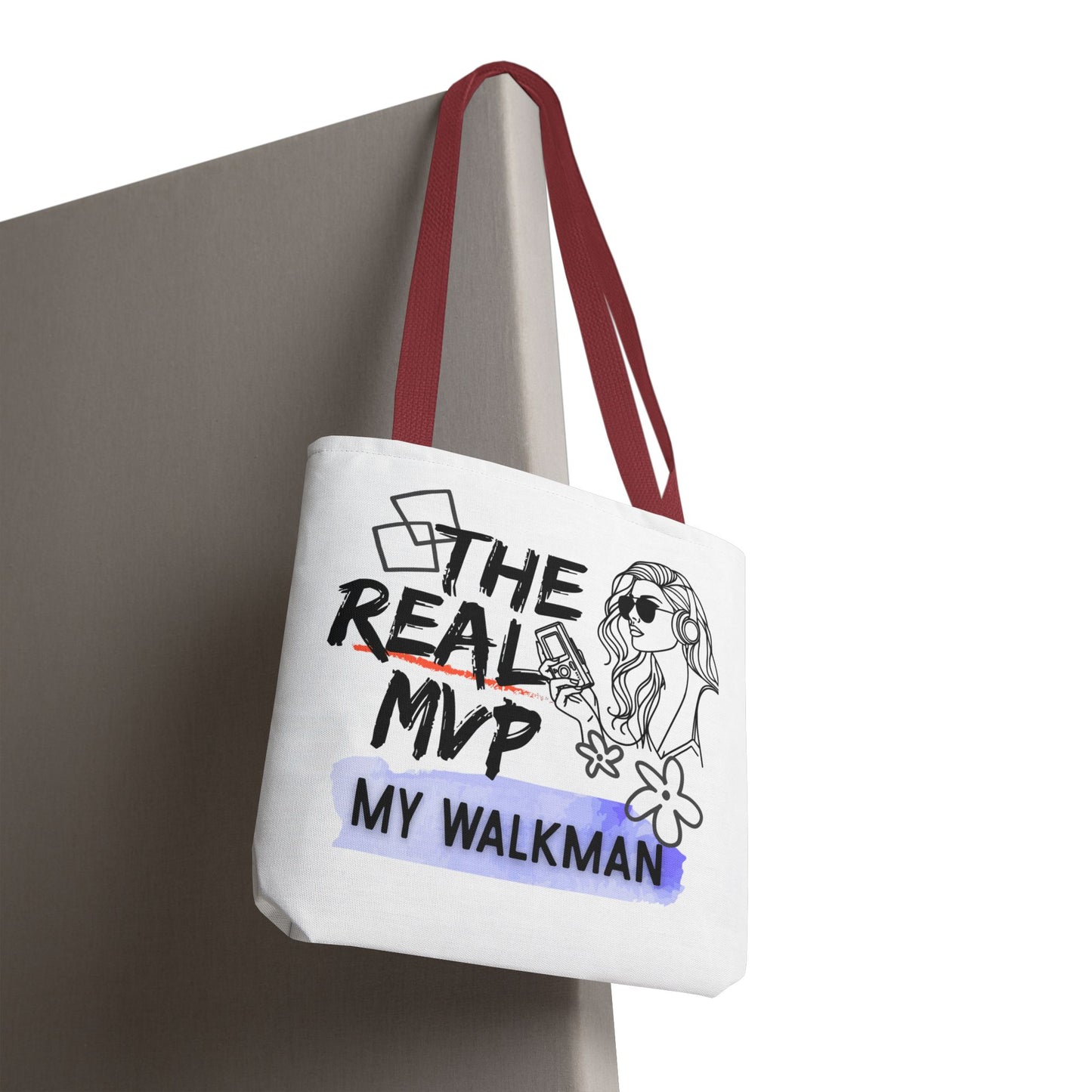 The Real MVP: My Walkman – Cassette Era Tote Bag - AOP, Fun and Stylish, Perfect for Music Lovers, Gift for Friends, Everyday Use, Beach Bag, Eco-Friendly - Mixtape Hearts