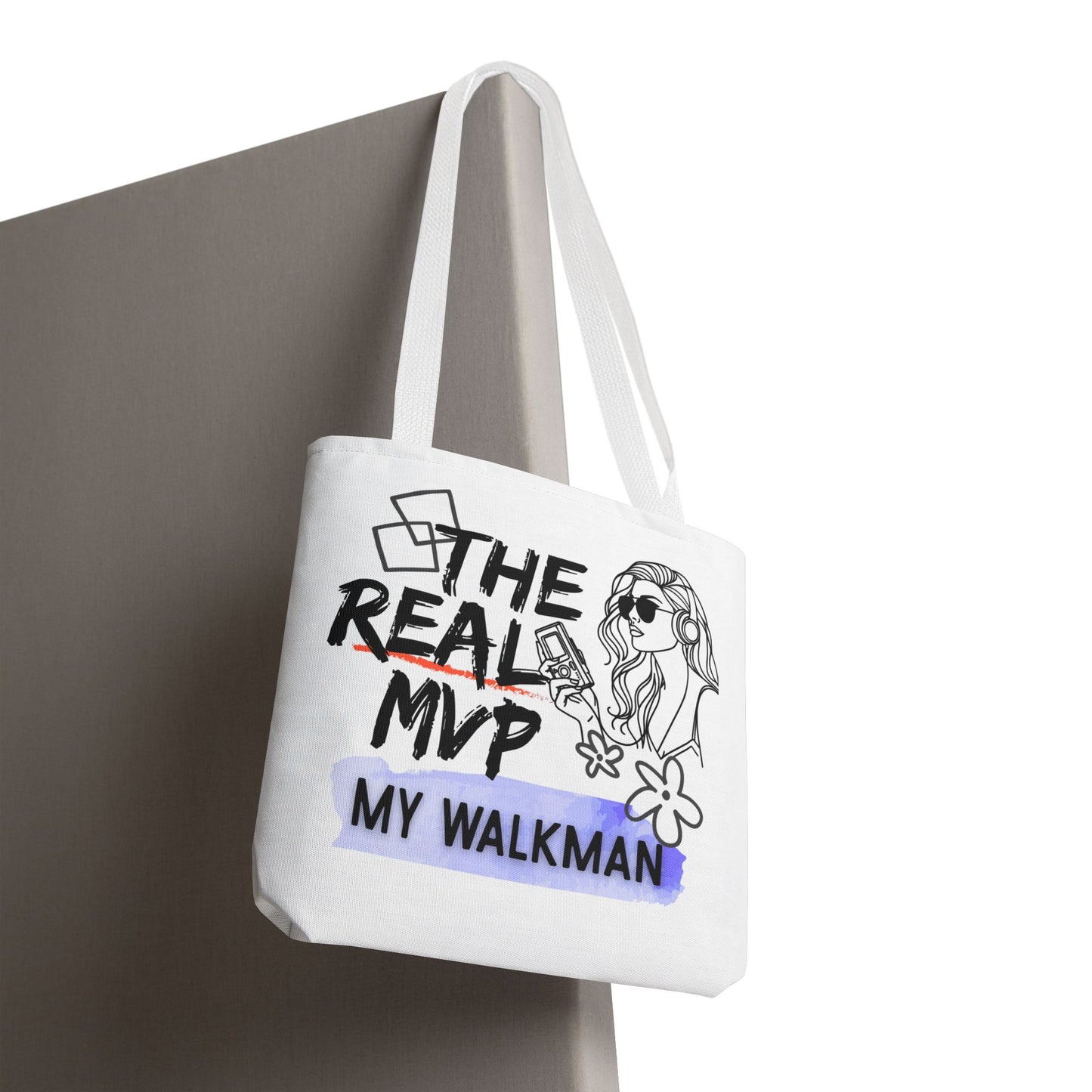 The Real MVP: My Walkman – Cassette Era Tote Bag - AOP, Fun and Stylish, Perfect for Music Lovers, Gift for Friends, Everyday Use, Beach Bag, Eco-Friendly - Mixtape Hearts