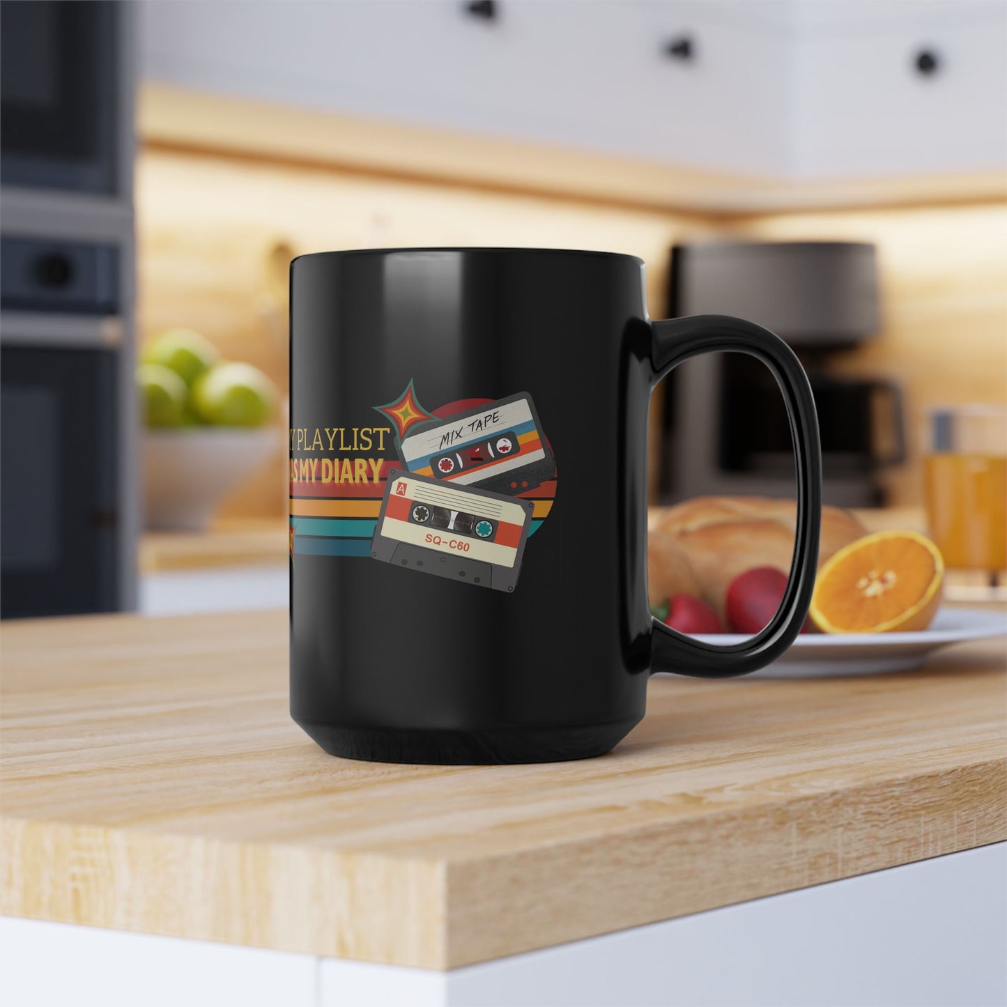 My Playlist Was My Diary – Retro Music Lover Mug- Perfect Gift for Music Lovers, Coffee Enthusiasts, Rock Music Fans, Birthday, Valentine's Day, Home Office Decor - Mixtape Hearts