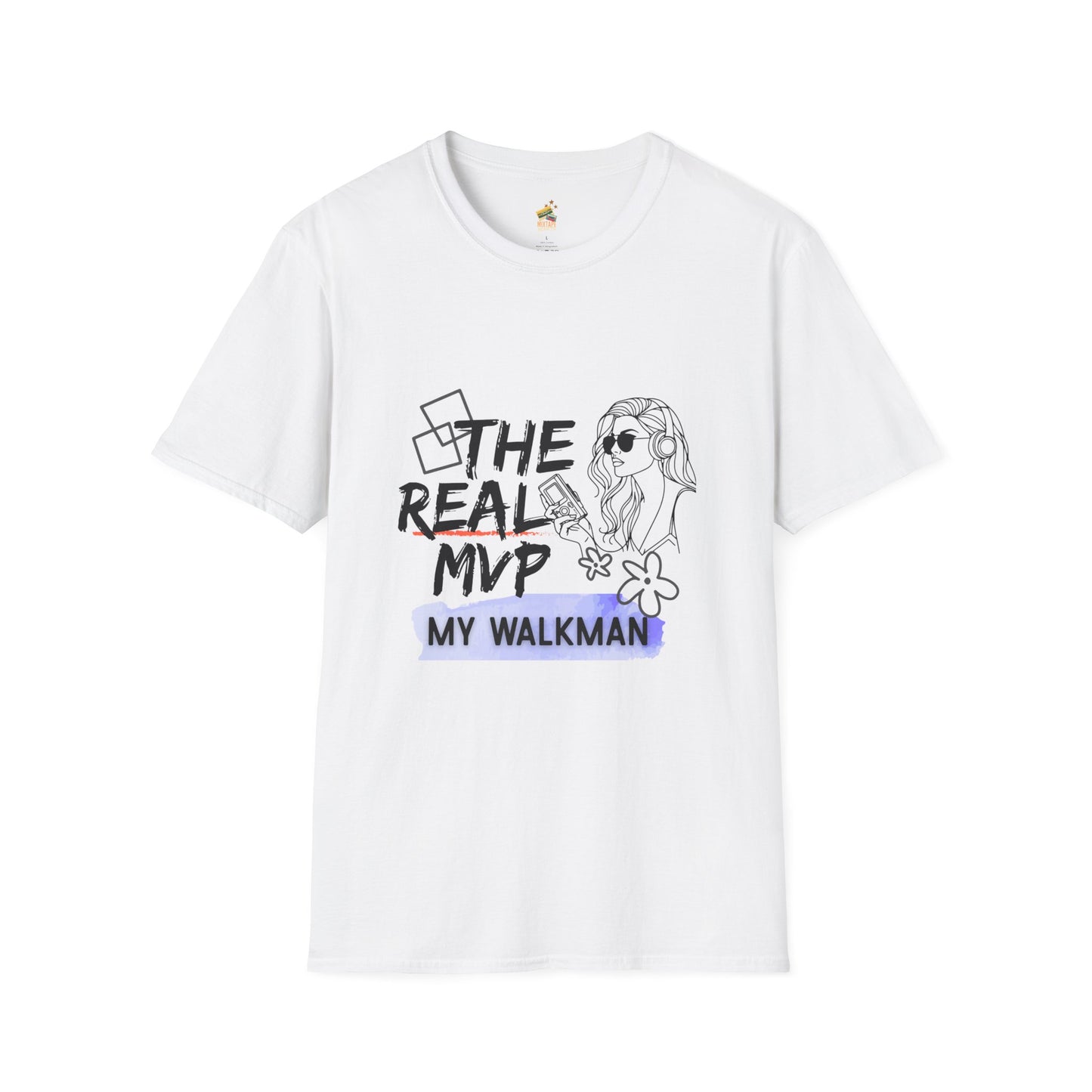 The Real MVP: My Walkman – 90s Nostalgia Unisex Tee| Gift for Walkman Fans, Vintage Style Tee, Casual Wear, Concert Outfit, Unisex Apparel - Mixtape Hearts