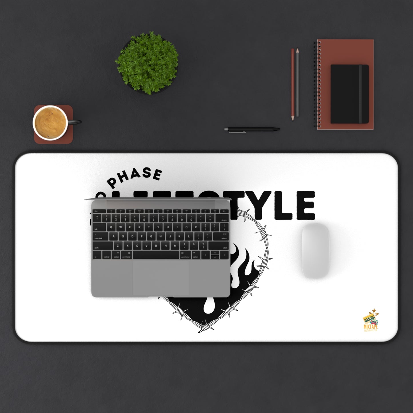 Emo Phase Lifestyle – Desk Mat– Desktop Drama Mat| Music Lover Gift | Home Office Decor | Gamer's Desk Accessories | Music Theme - Mixtape Hearts