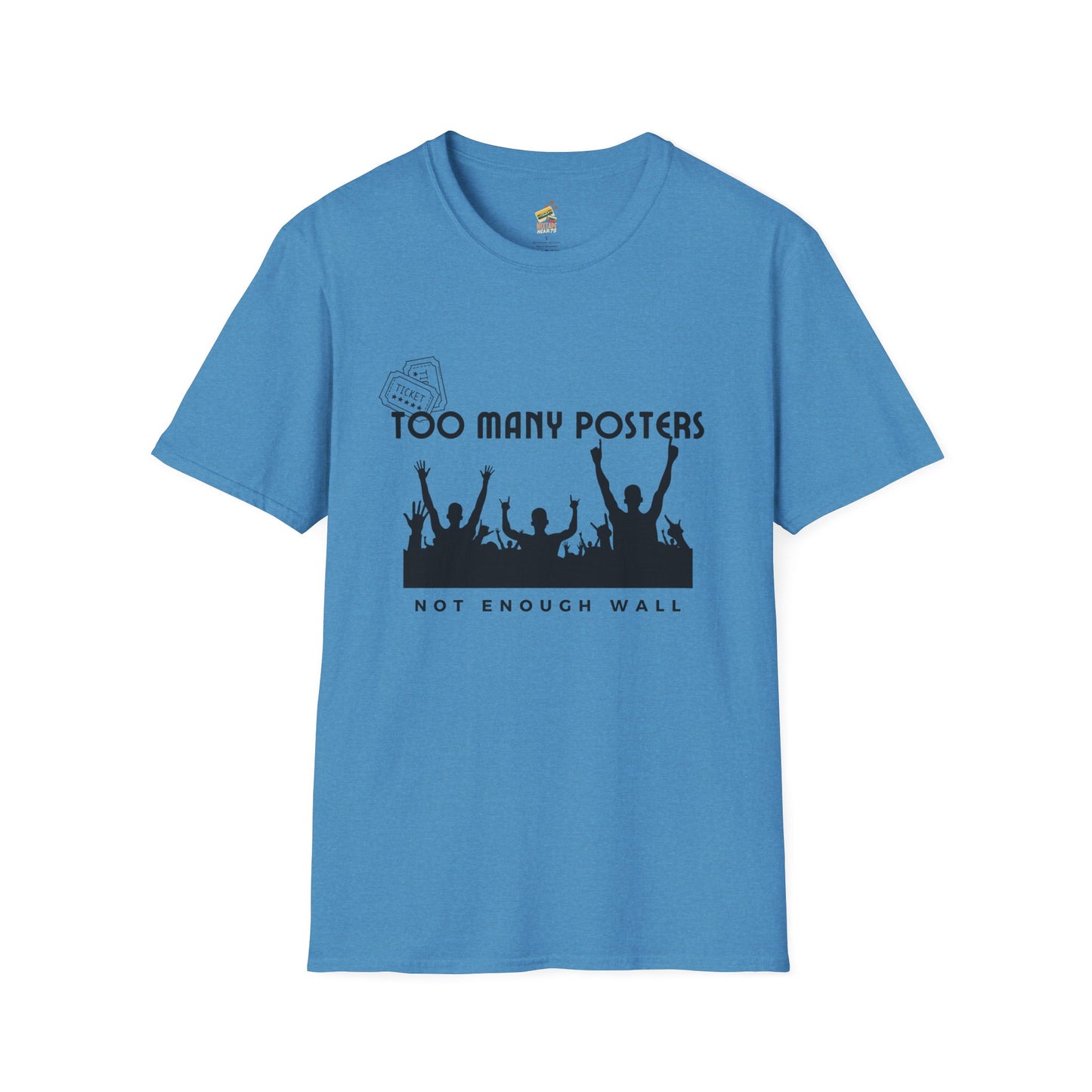 Too Many Posters, Not Enough Wall – 90s Nostalgia Unisex Tee| Gift for Walkman Fans, Vintage Style Tee, Casual Wear, Concert Outfit, Unisex Apparel - Mixtape Hearts