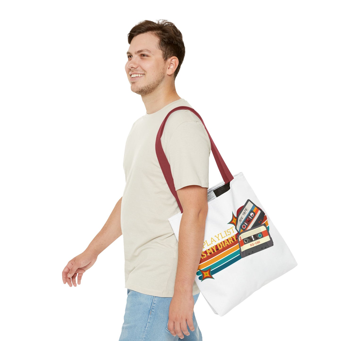 My Playlist Was My Diary – Emotional Era Tote Bag - AOP, Fun and Stylish, Perfect for Music Lovers, Gift for Friends, Everyday Use, Beach Bag, Eco-Friendly - Mixtape Hearts