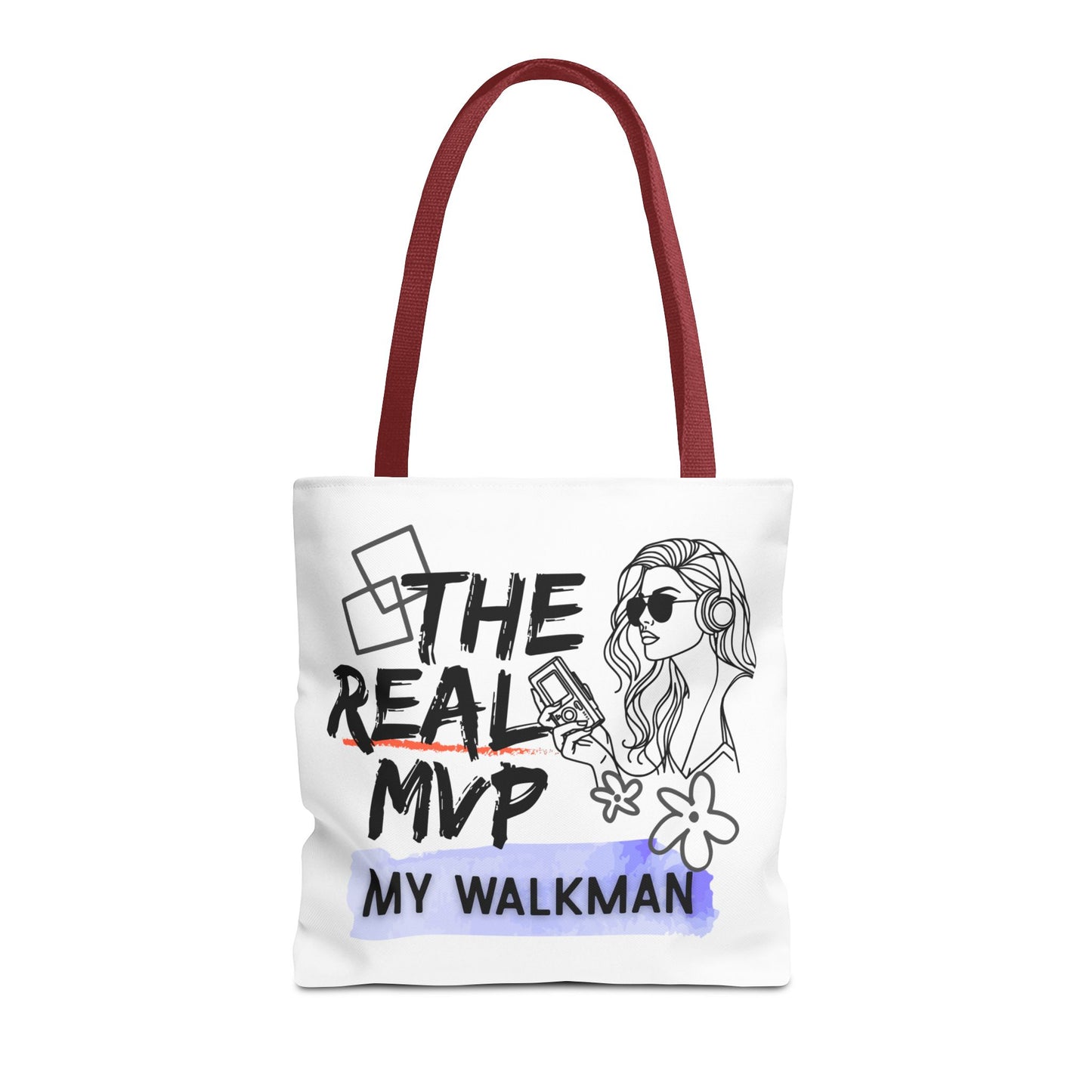 The Real MVP: My Walkman – Cassette Era Tote Bag - AOP, Fun and Stylish, Perfect for Music Lovers, Gift for Friends, Everyday Use, Beach Bag, Eco-Friendly - Mixtape Hearts