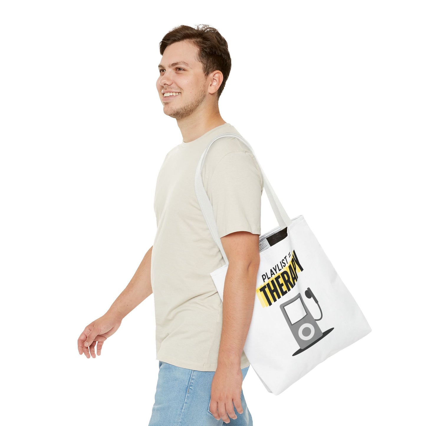 Playlist = Therapy Tote Bag – Nostalgic Music Tote, Cute Tote, Gift for Fangirls, Fan Merchandise, Artsy Bag, AOP Design - Mixtape Hearts