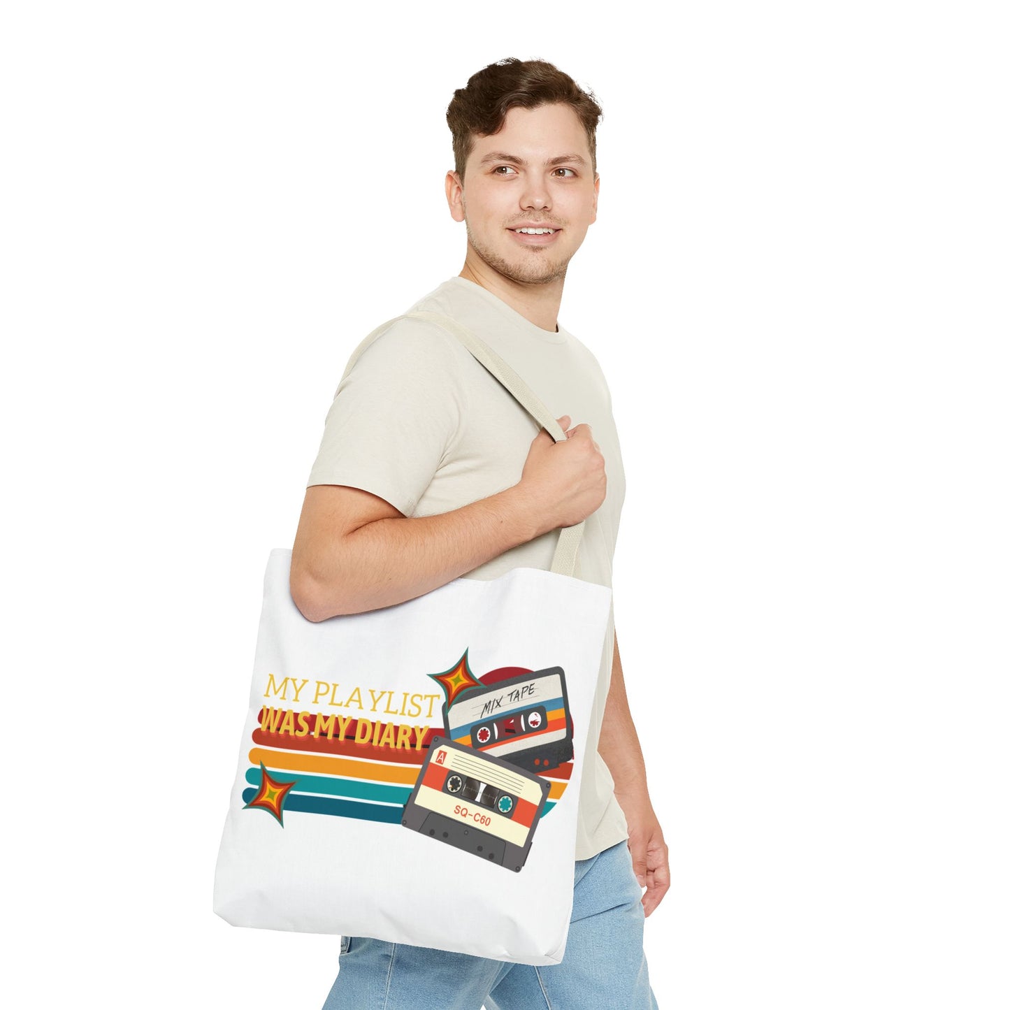 My Playlist Was My Diary – Emotional Era Tote Bag - AOP, Fun and Stylish, Perfect for Music Lovers, Gift for Friends, Everyday Use, Beach Bag, Eco-Friendly - Mixtape Hearts