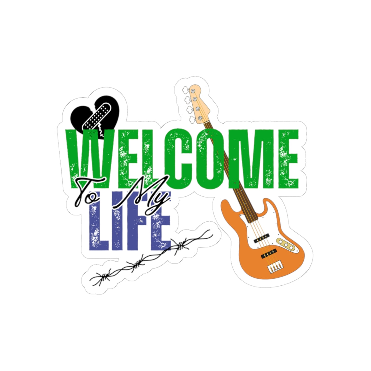 "Welcome to My Life" Pop Punk Kiss-Cut Sticker - Nostalgic Vibes for Fun Decor, Perfect for Kids, Teens, and Parents, Great for Birthdays, Parties, or School! - Mixtape Hearts