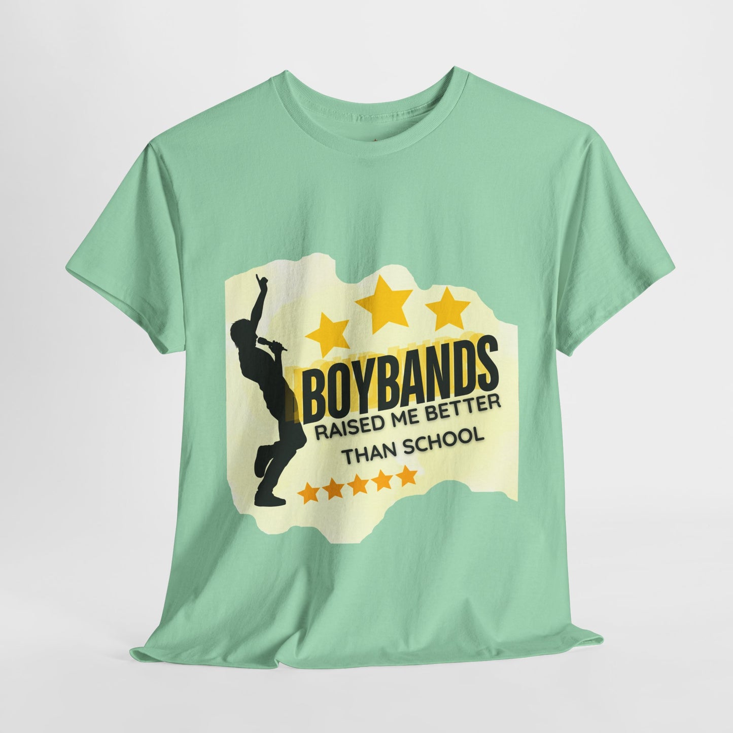 Boybands Raised Me Better Than School – Retro Fan Tee – Retro Pop Music Tee, Casual Tee, Graphic T-Shirt, Gift for Fans, Summer Wear, Everyday Comfort - Mixtape Hearts