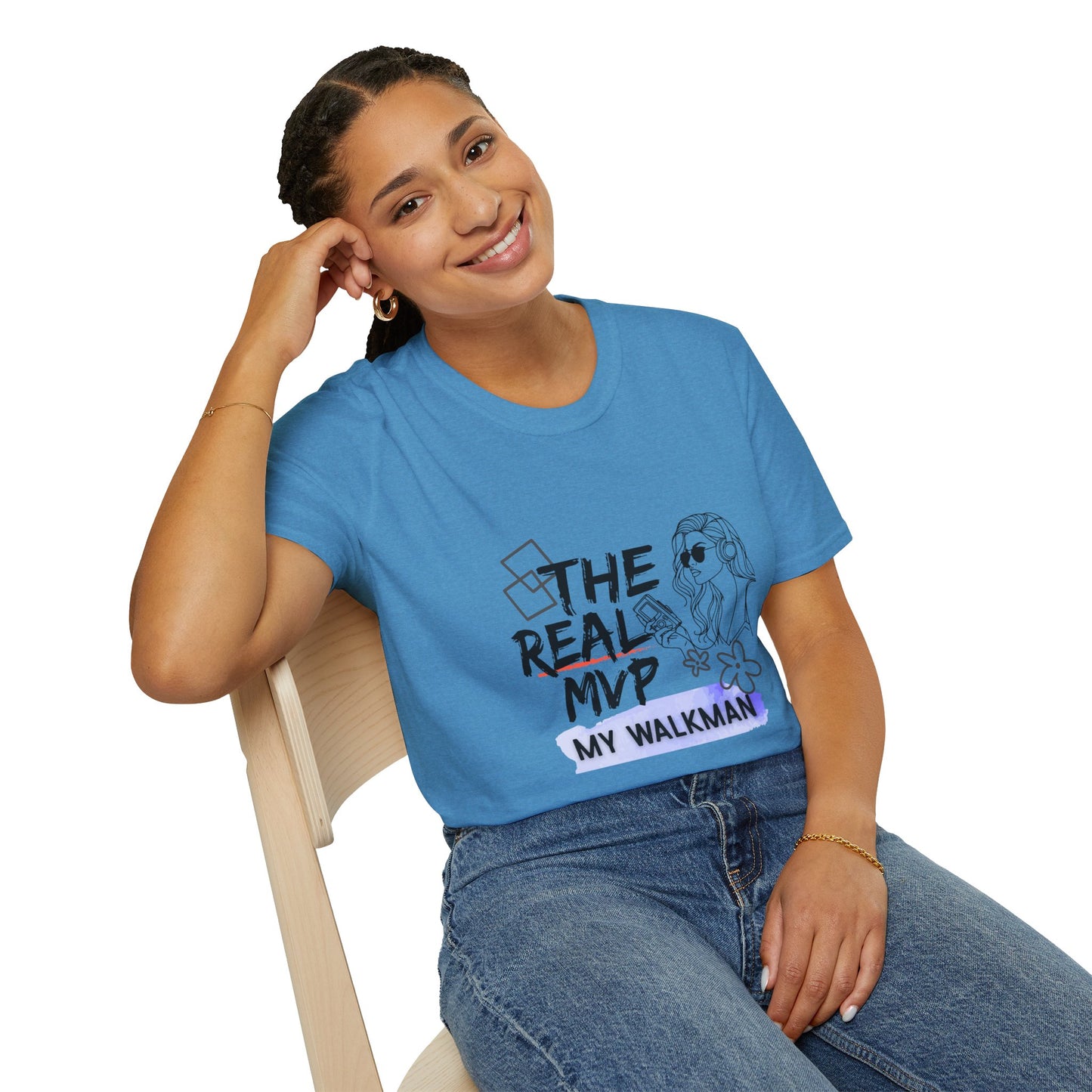 The Real MVP: My Walkman – 90s Nostalgia Unisex Tee| Gift for Walkman Fans, Vintage Style Tee, Casual Wear, Concert Outfit, Unisex Apparel - Mixtape Hearts