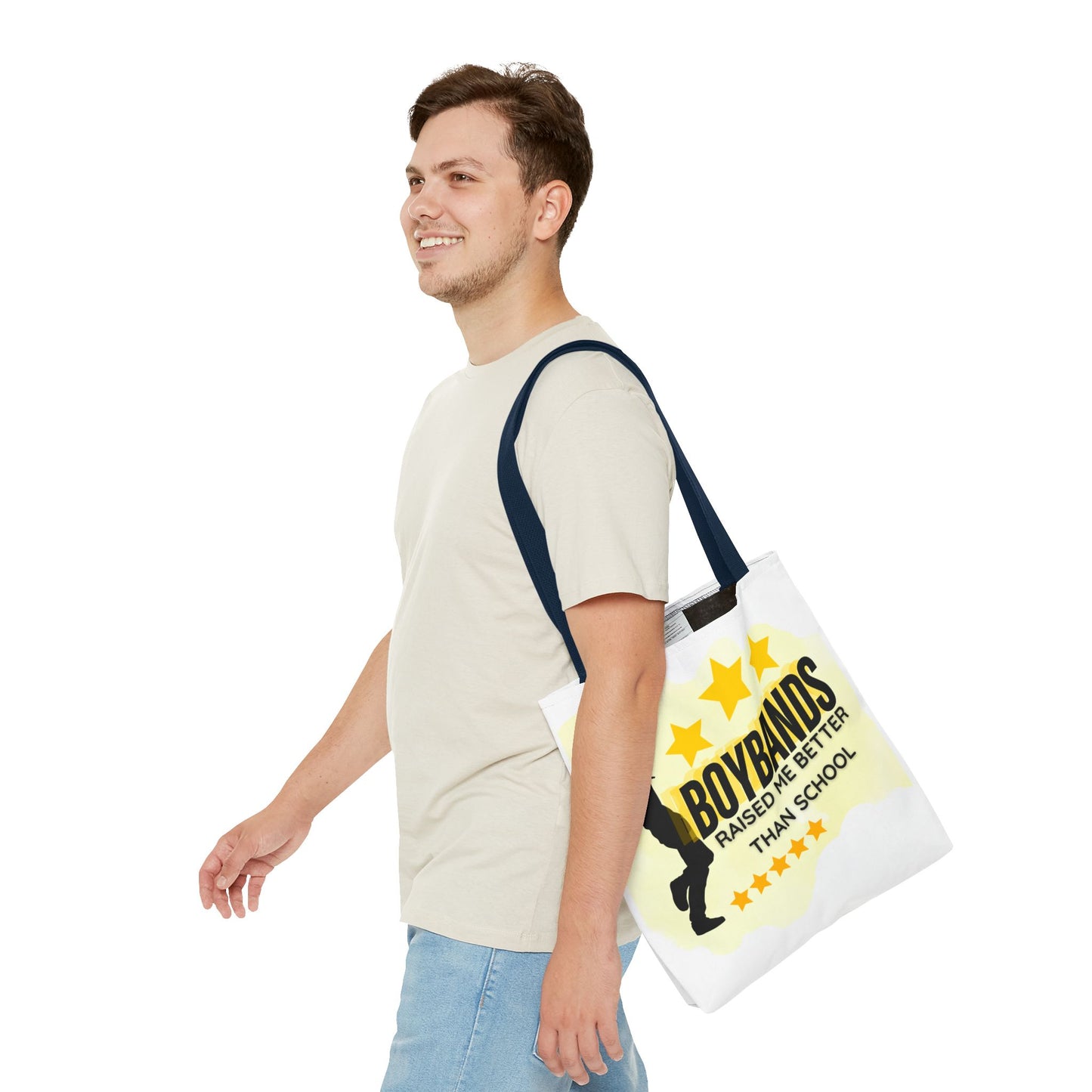 Boybands Raised Me Better Than School – Retro Music Tote, Nostalgic Music Tote, Cute Tote, Gift for Fangirls, Fan Merchandise, Artsy Bag, AOP Design - Mixtape Hearts