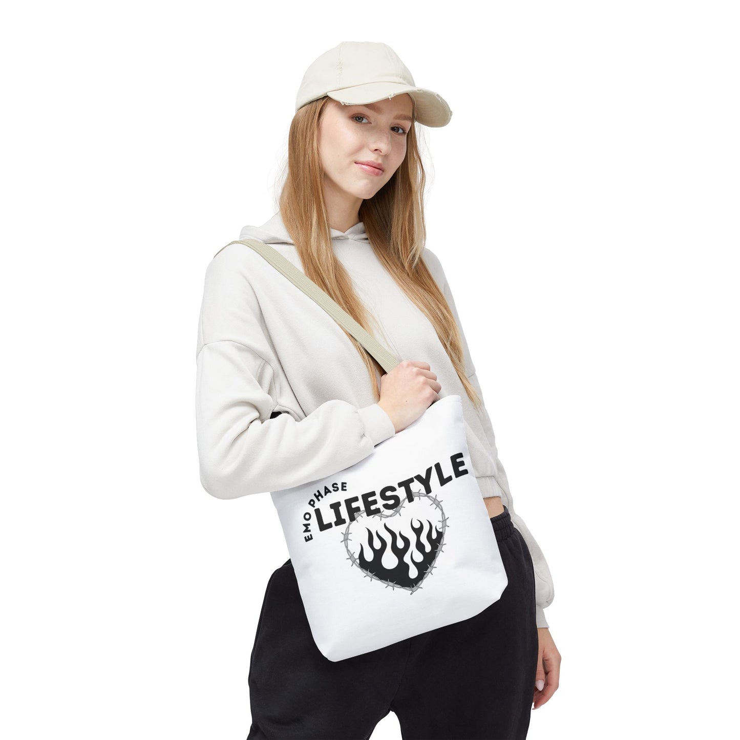 Emo Phase Lifestyle – Emotional Era Tote Bag - AOP, Fun and Stylish, Perfect for Music Lovers, Gift for Friends, Everyday Use, Beach Bag, Eco-Friendly - Mixtape Hearts