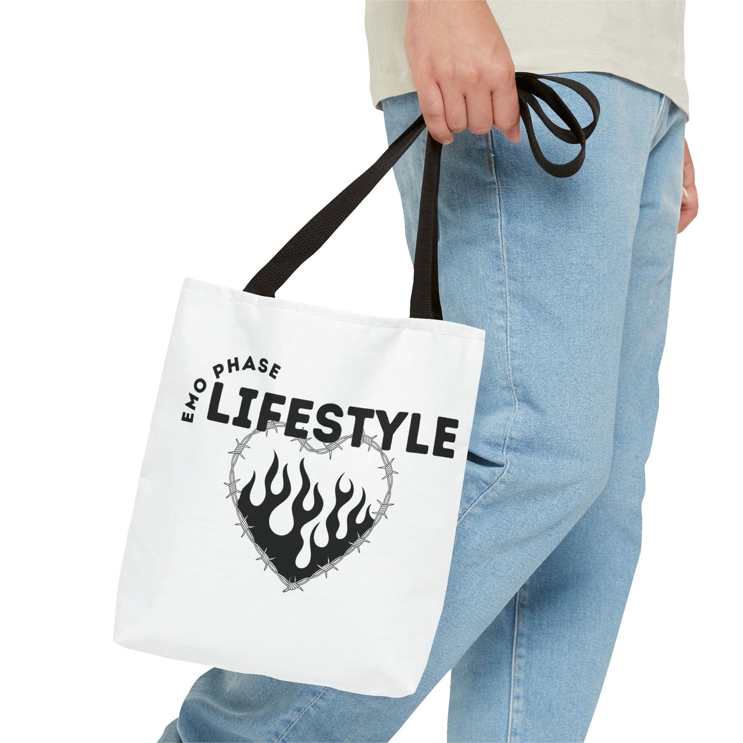 Emo Phase Lifestyle – Emotional Era Tote Bag - AOP, Fun and Stylish, Perfect for Music Lovers, Gift for Friends, Everyday Use, Beach Bag, Eco-Friendly - Mixtape Hearts