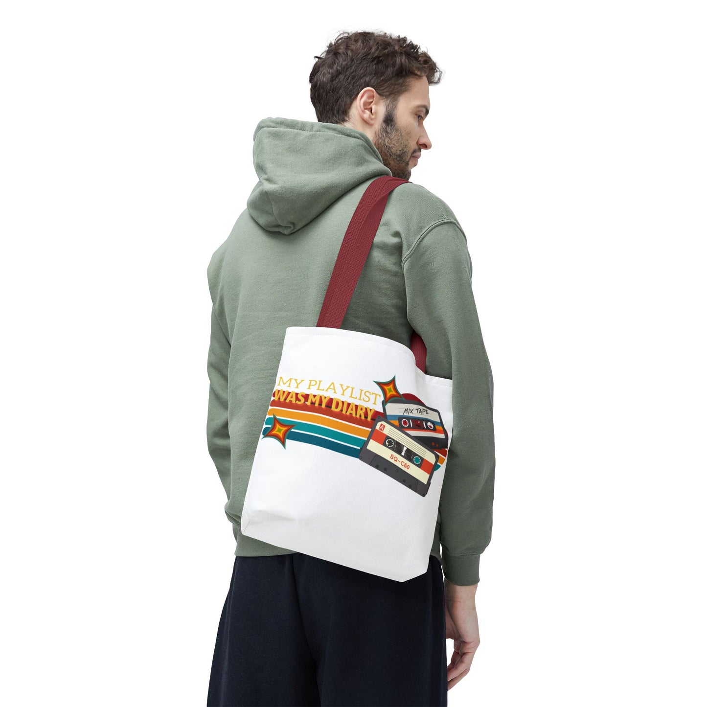 My Playlist Was My Diary – Emotional Era Tote Bag - AOP, Fun and Stylish, Perfect for Music Lovers, Gift for Friends, Everyday Use, Beach Bag, Eco-Friendly - Mixtape Hearts