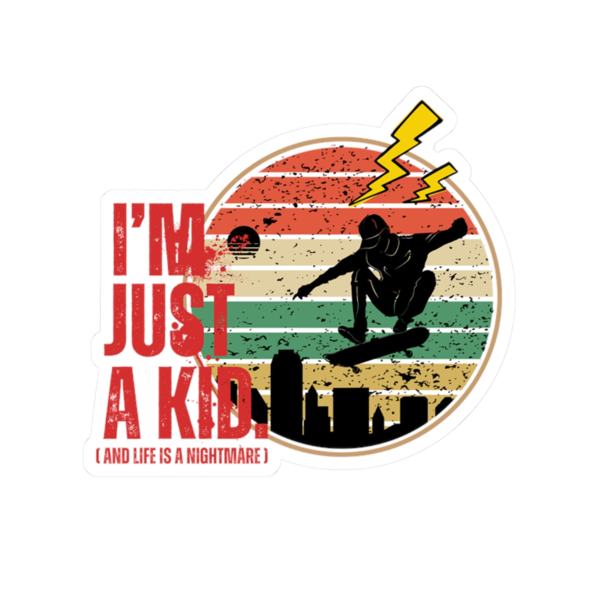 "I’m Just a Kid" Pop Punk Kiss-Cut Sticker - Nostalgic Vibes for Fun Decor, Perfect for Kids, Teens, and Parents, Great for Birthdays, Parties, or School! - Mixtape Hearts