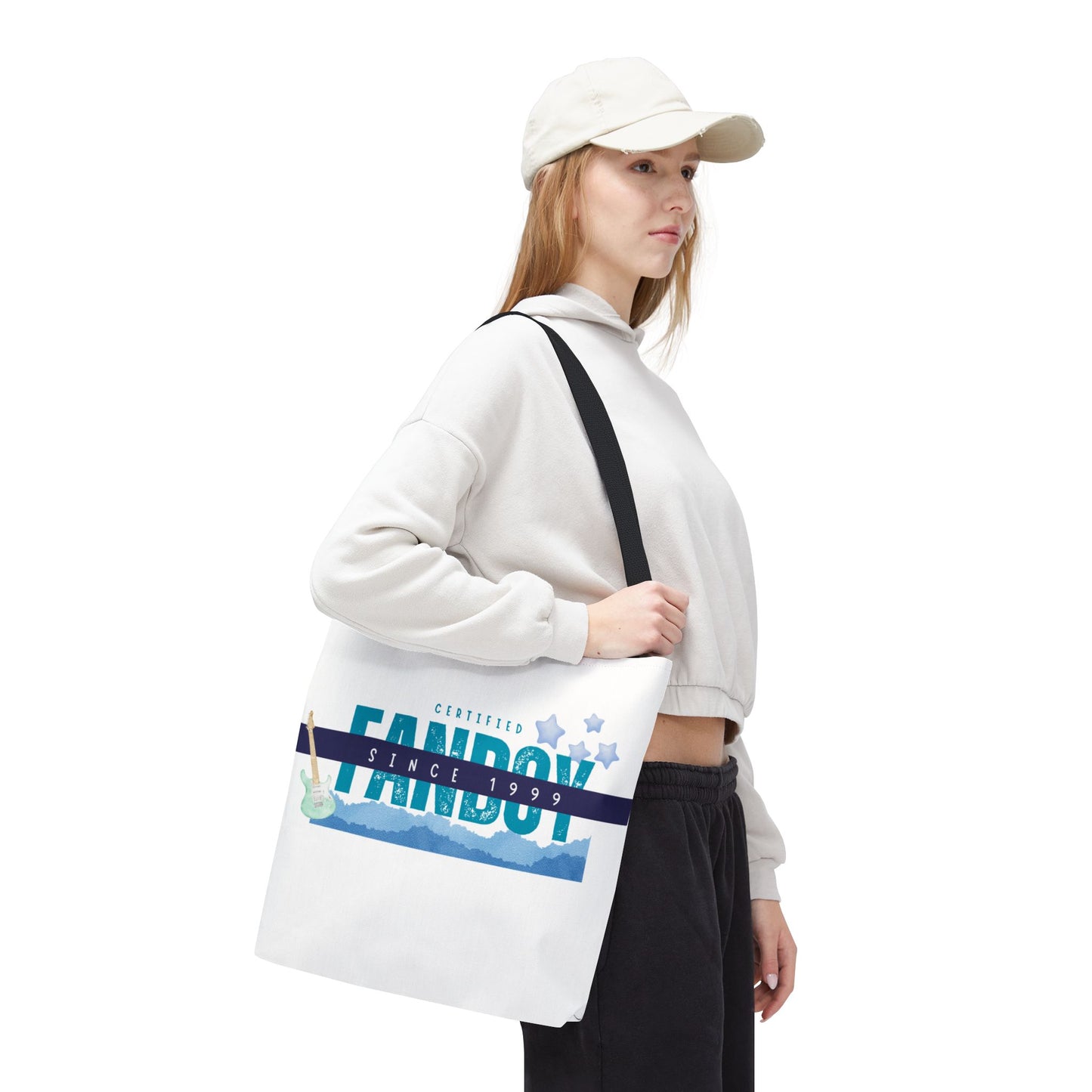 Certified Fanboy Since 1999 – Pop Music Tote Bag– Nostalgic Music Tote, Cute Tote, Gift for Fangirls, Fan Merchandise, Artsy Bag, AOP Design - Mixtape Hearts