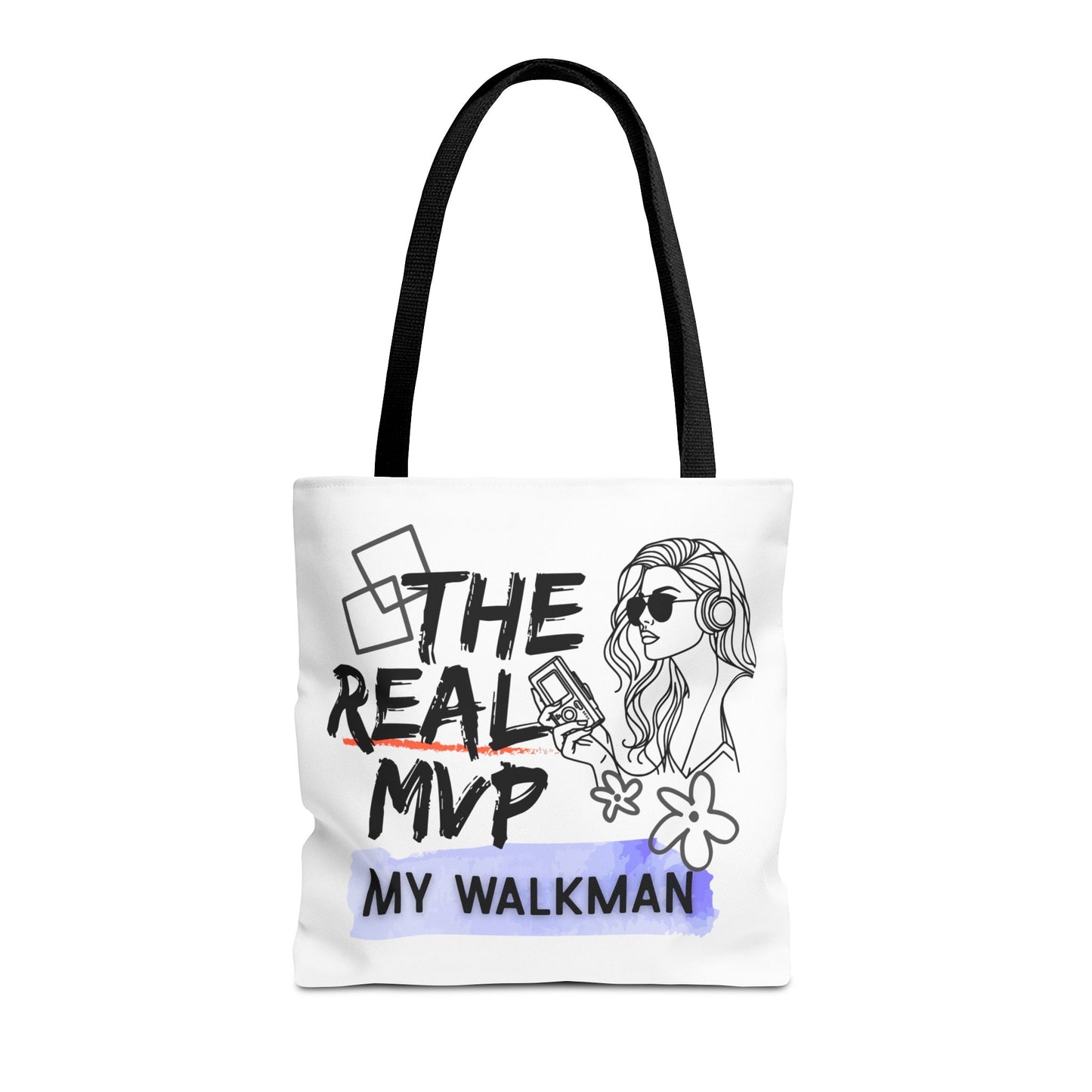 The Real MVP: My Walkman – Cassette Era Tote Bag - AOP, Fun and Stylish, Perfect for Music Lovers, Gift for Friends, Everyday Use, Beach Bag, Eco-Friendly - Mixtape Hearts