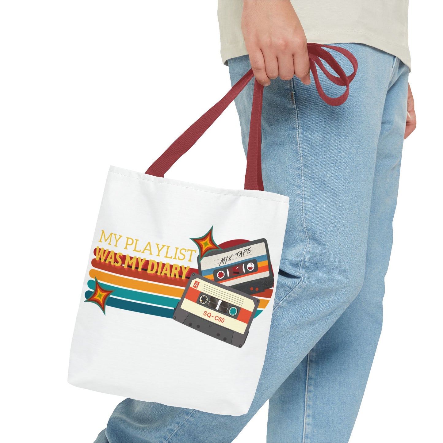 My Playlist Was My Diary – Emotional Era Tote Bag - AOP, Fun and Stylish, Perfect for Music Lovers, Gift for Friends, Everyday Use, Beach Bag, Eco-Friendly - Mixtape Hearts