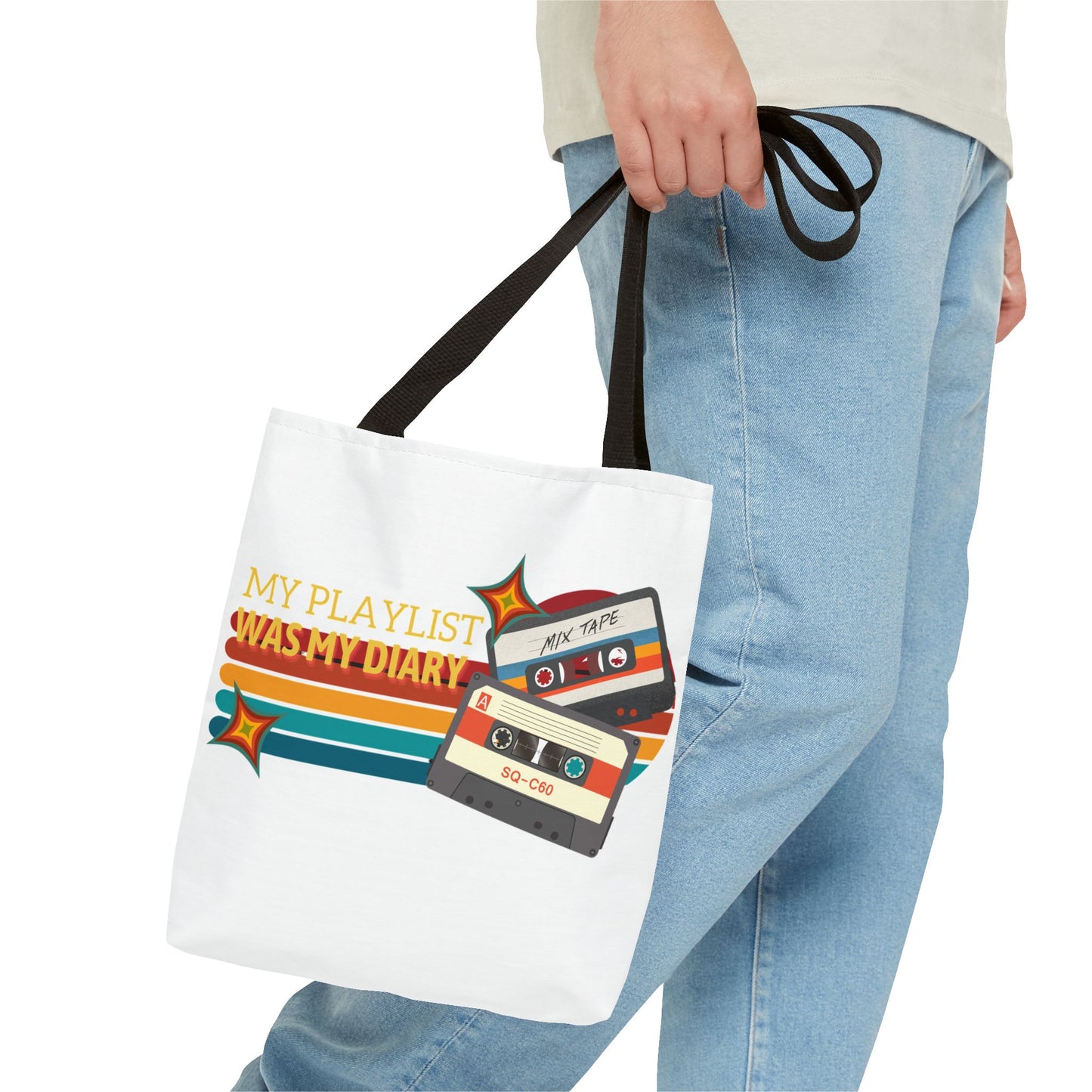My Playlist Was My Diary – Emotional Era Tote Bag - AOP, Fun and Stylish, Perfect for Music Lovers, Gift for Friends, Everyday Use, Beach Bag, Eco-Friendly - Mixtape Hearts