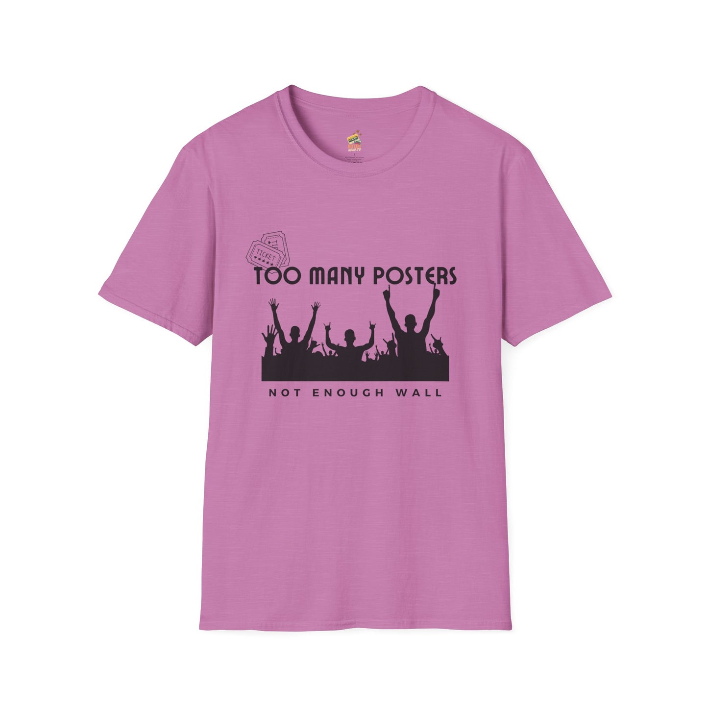 Too Many Posters, Not Enough Wall – 90s Nostalgia Unisex Tee| Gift for Walkman Fans, Vintage Style Tee, Casual Wear, Concert Outfit, Unisex Apparel - Mixtape Hearts
