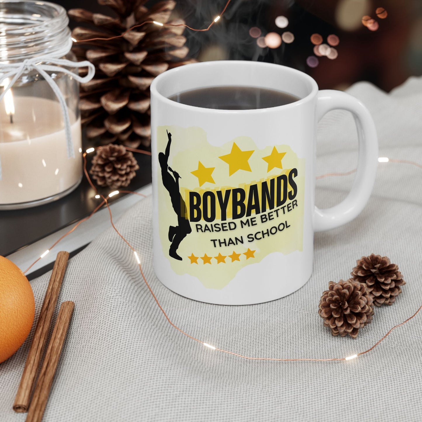 Boybands Raised Me Better Than School – Nostalgic Coffee Mug– Nostalgic Boyband Mug - Unique Gift for Music Lovers, Coffee Cup, Tea Mug, Personalized Gift, Musician's Essential - Mixtape Hearts