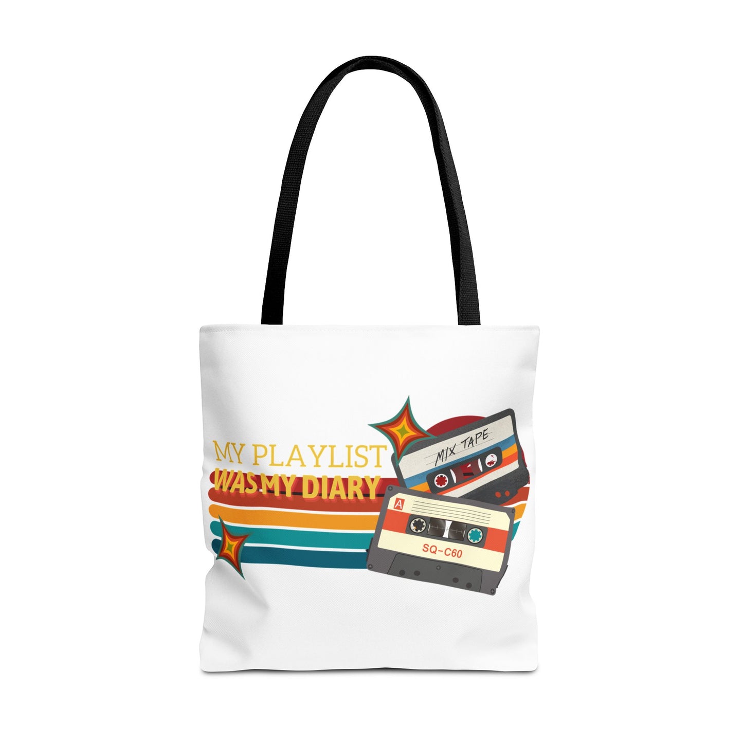 My Playlist Was My Diary – Emotional Era Tote Bag - AOP, Fun and Stylish, Perfect for Music Lovers, Gift for Friends, Everyday Use, Beach Bag, Eco-Friendly - Mixtape Hearts