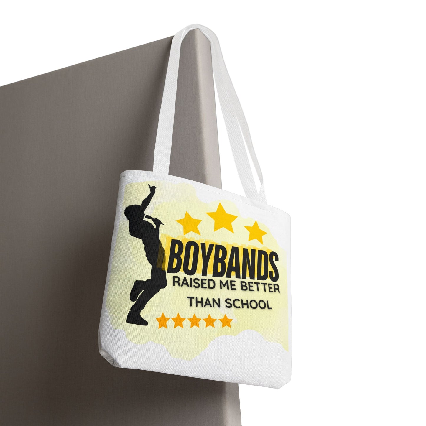 Boybands Raised Me Better Than School – Retro Music Tote, Nostalgic Music Tote, Cute Tote, Gift for Fangirls, Fan Merchandise, Artsy Bag, AOP Design - Mixtape Hearts