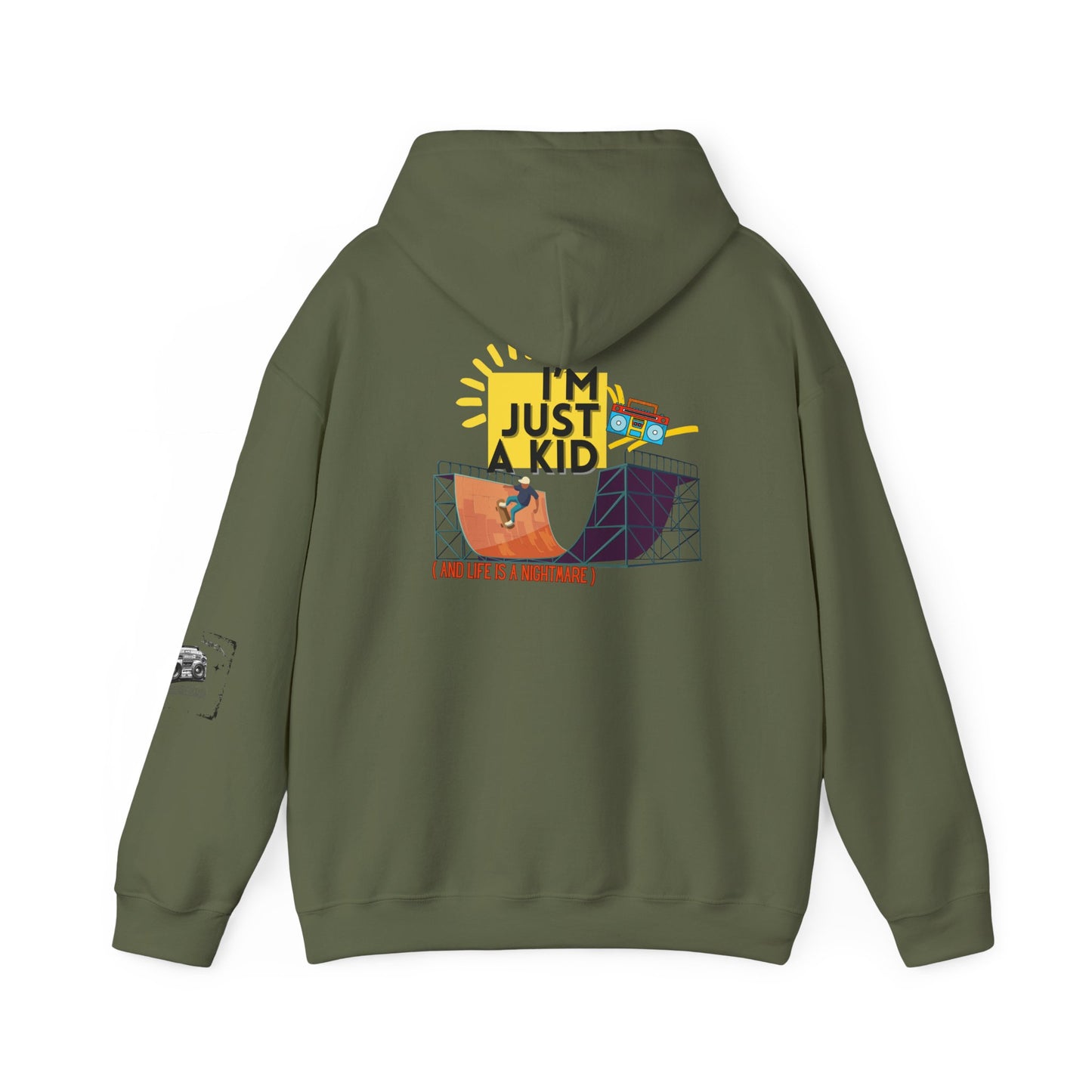 "I’m Just a Kid" Oversized Pop Punk Hoodie - Unisex Heavy Blend™ | Fun Graphic Sweatshirt, Youth Streetwear, Gifts for Boys & Girls, Birthday, Everyday Wear - Mixtape Hearts