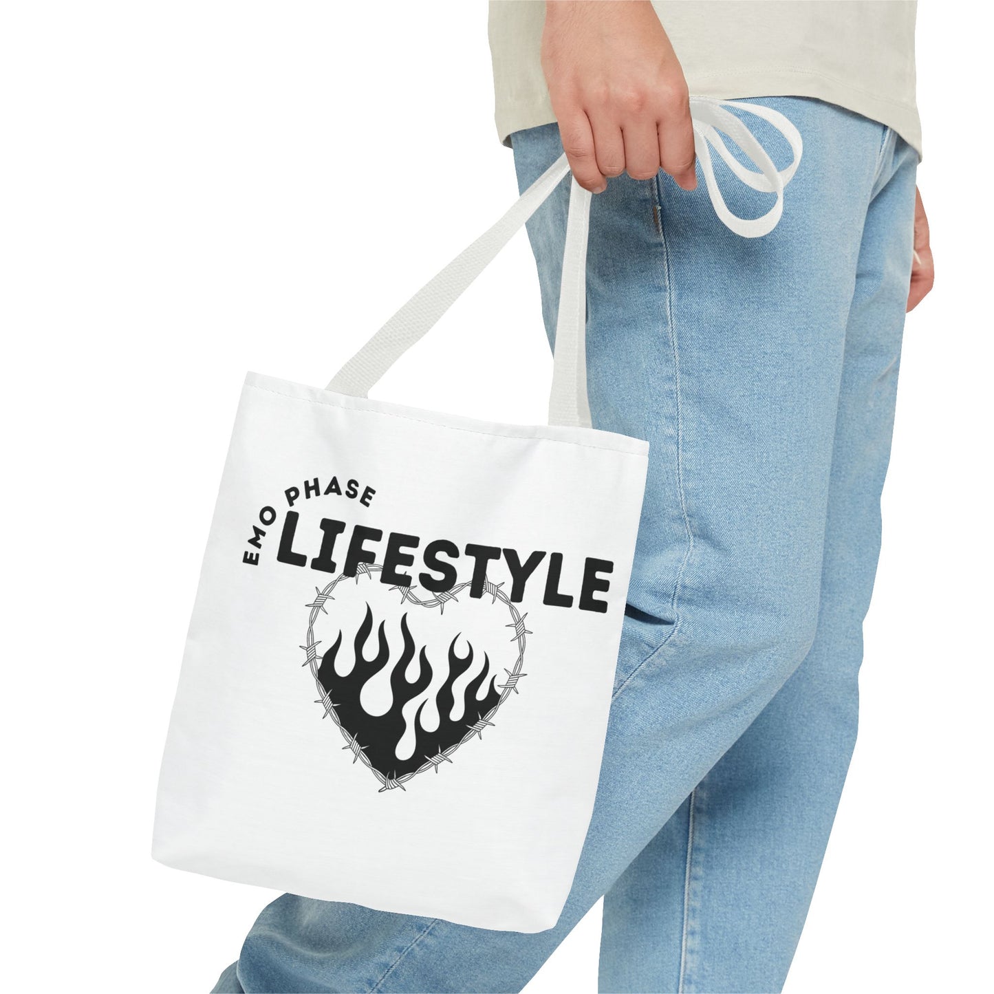 Emo Phase Lifestyle – Emotional Era Tote Bag - AOP, Fun and Stylish, Perfect for Music Lovers, Gift for Friends, Everyday Use, Beach Bag, Eco-Friendly - Mixtape Hearts