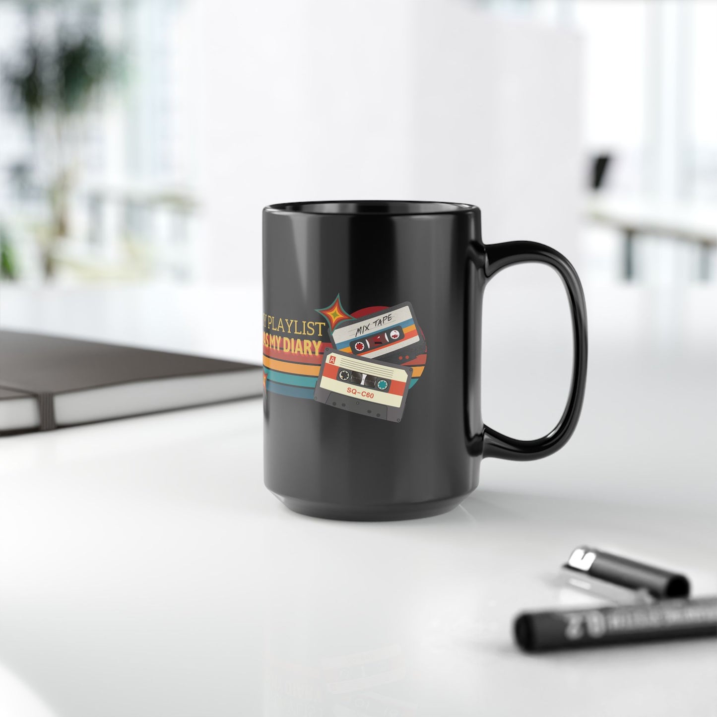 My Playlist Was My Diary – Retro Music Lover Mug- Perfect Gift for Music Lovers, Coffee Enthusiasts, Rock Music Fans, Birthday, Valentine's Day, Home Office Decor - Mixtape Hearts