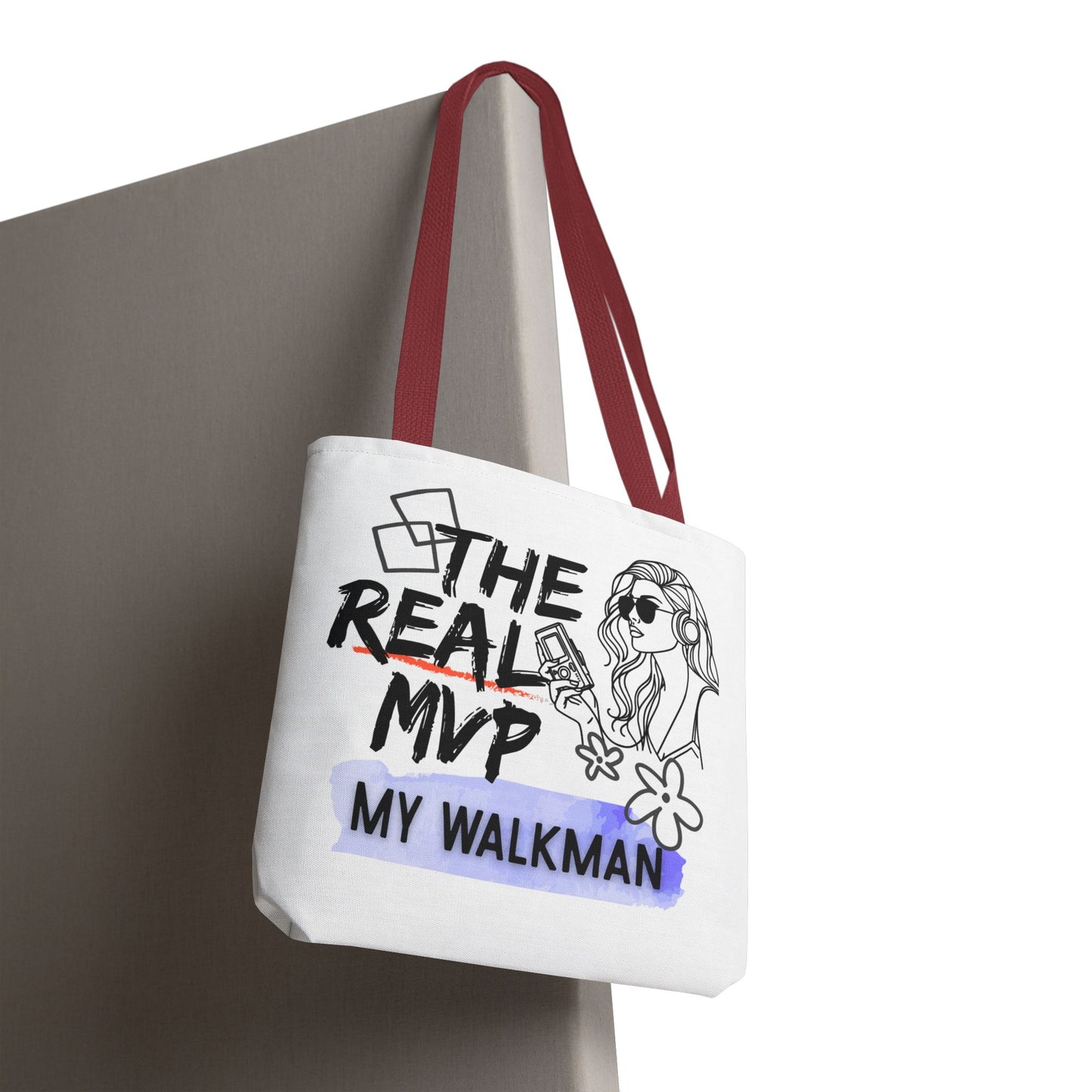 The Real MVP: My Walkman – Cassette Era Tote Bag - AOP, Fun and Stylish, Perfect for Music Lovers, Gift for Friends, Everyday Use, Beach Bag, Eco-Friendly - Mixtape Hearts