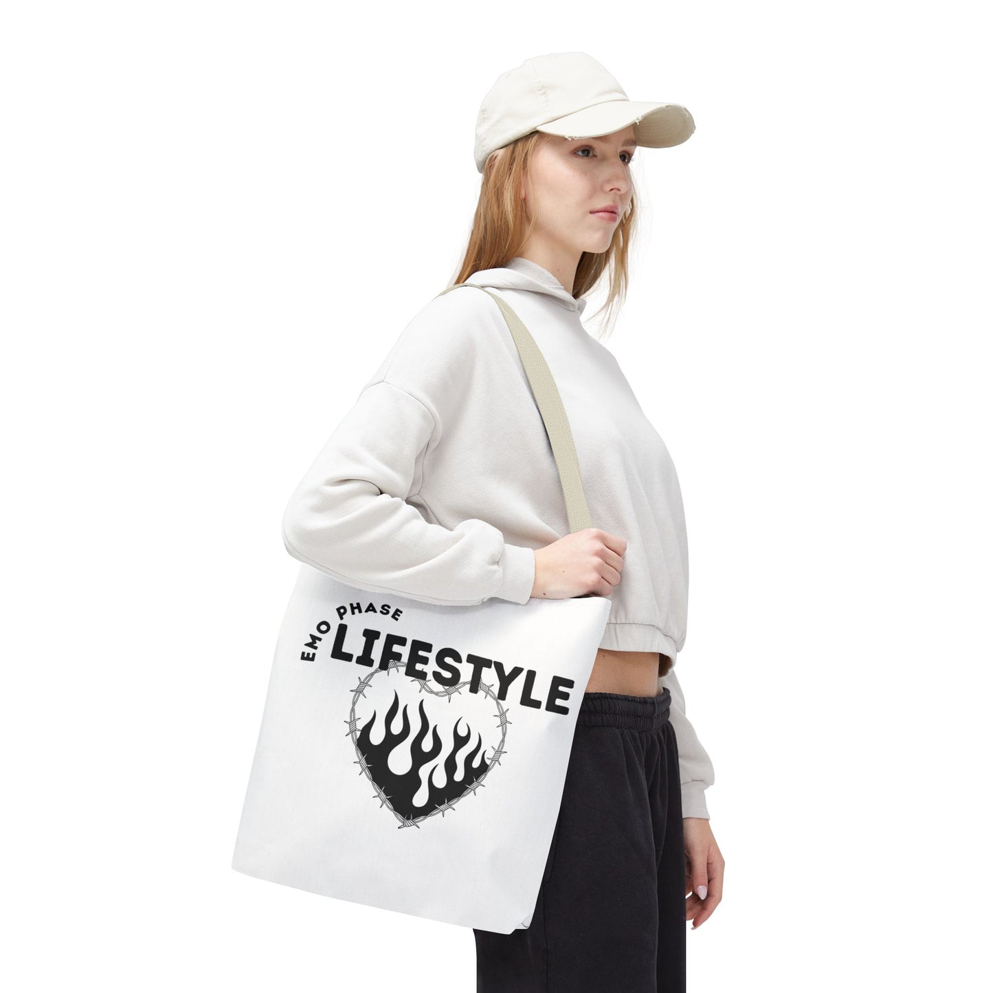 Emo Phase Lifestyle – Emotional Era Tote Bag - AOP, Fun and Stylish, Perfect for Music Lovers, Gift for Friends, Everyday Use, Beach Bag, Eco-Friendly - Mixtape Hearts