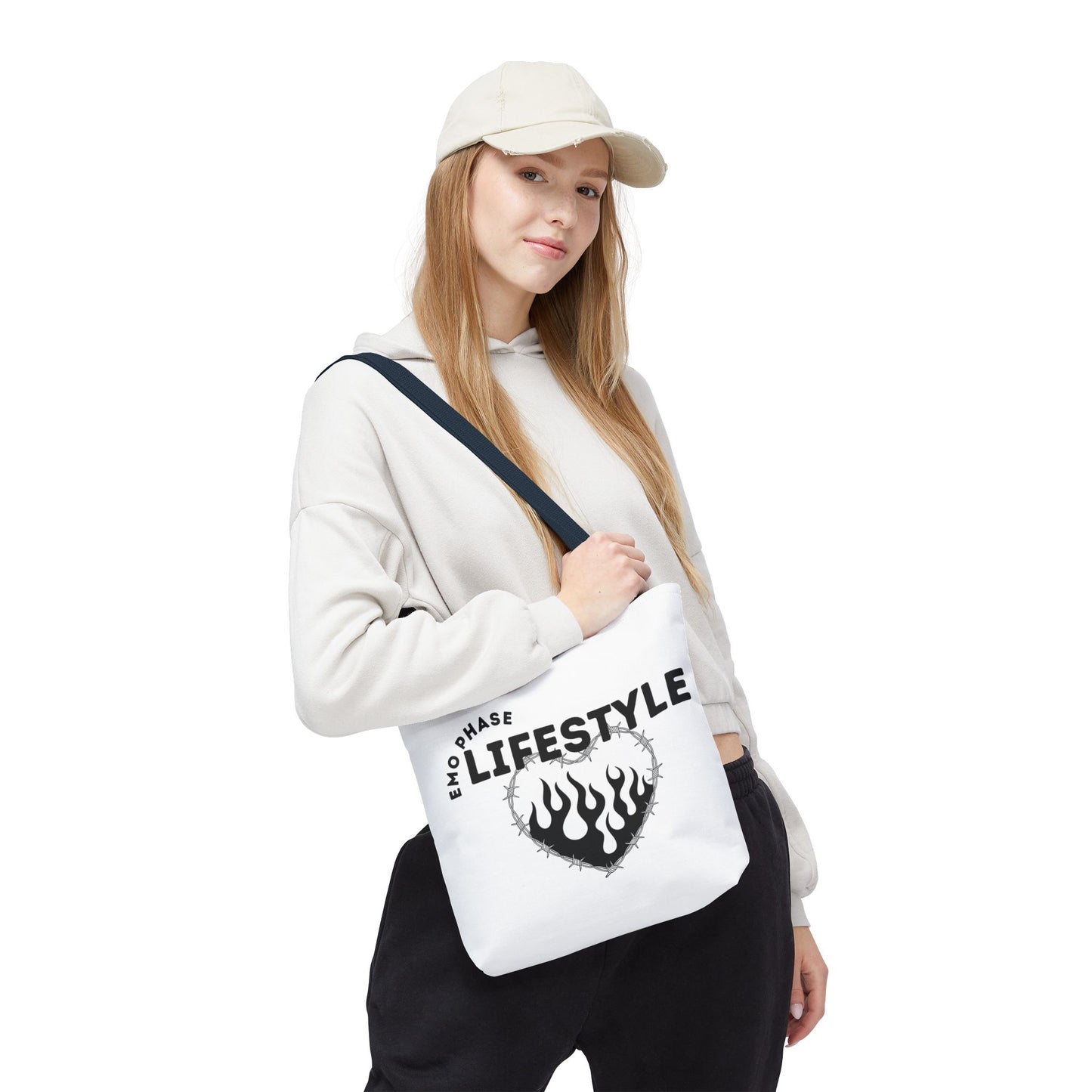 Emo Phase Lifestyle – Emotional Era Tote Bag - AOP, Fun and Stylish, Perfect for Music Lovers, Gift for Friends, Everyday Use, Beach Bag, Eco-Friendly - Mixtape Hearts