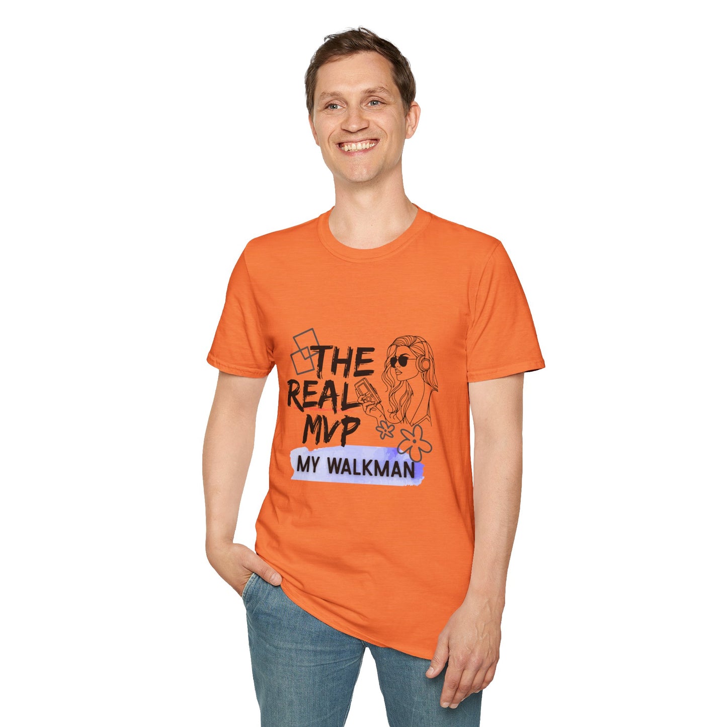 The Real MVP: My Walkman – 90s Nostalgia Unisex Tee| Gift for Walkman Fans, Vintage Style Tee, Casual Wear, Concert Outfit, Unisex Apparel - Mixtape Hearts