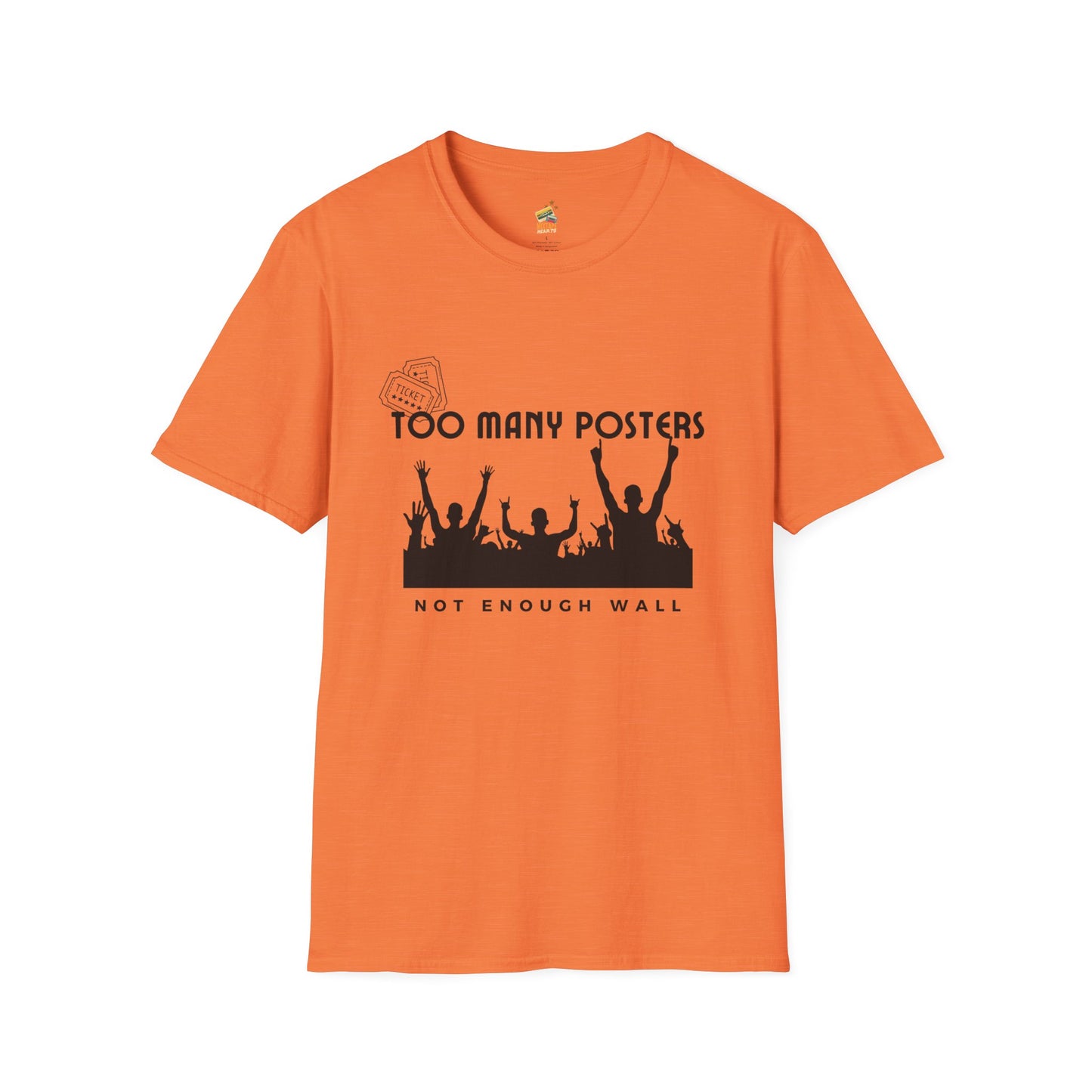 Too Many Posters, Not Enough Wall – 90s Nostalgia Unisex Tee| Gift for Walkman Fans, Vintage Style Tee, Casual Wear, Concert Outfit, Unisex Apparel - Mixtape Hearts