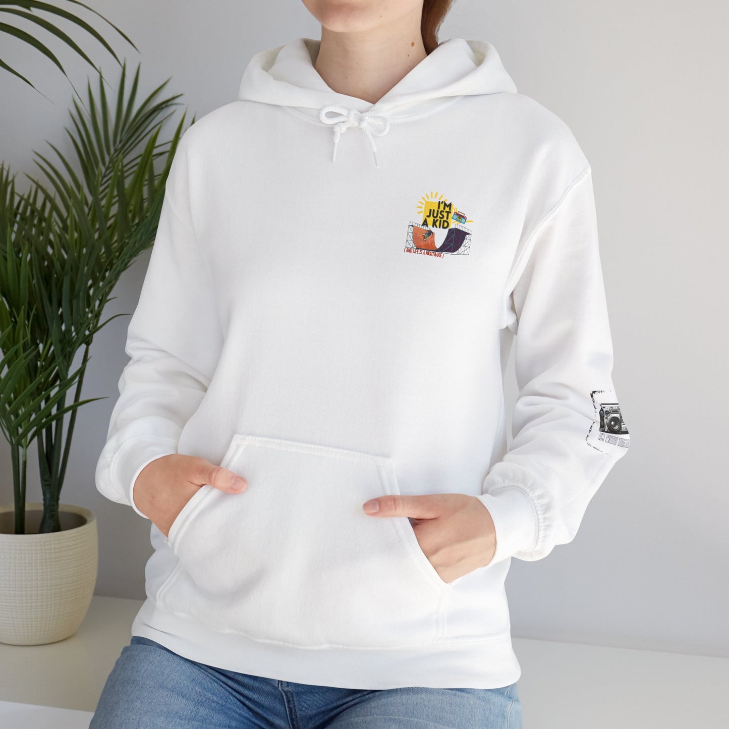 "I’m Just a Kid" Oversized Pop Punk Hoodie - Unisex Heavy Blend™ | Fun Graphic Sweatshirt, Youth Streetwear, Gifts for Boys & Girls, Birthday, Everyday Wear - Mixtape Hearts