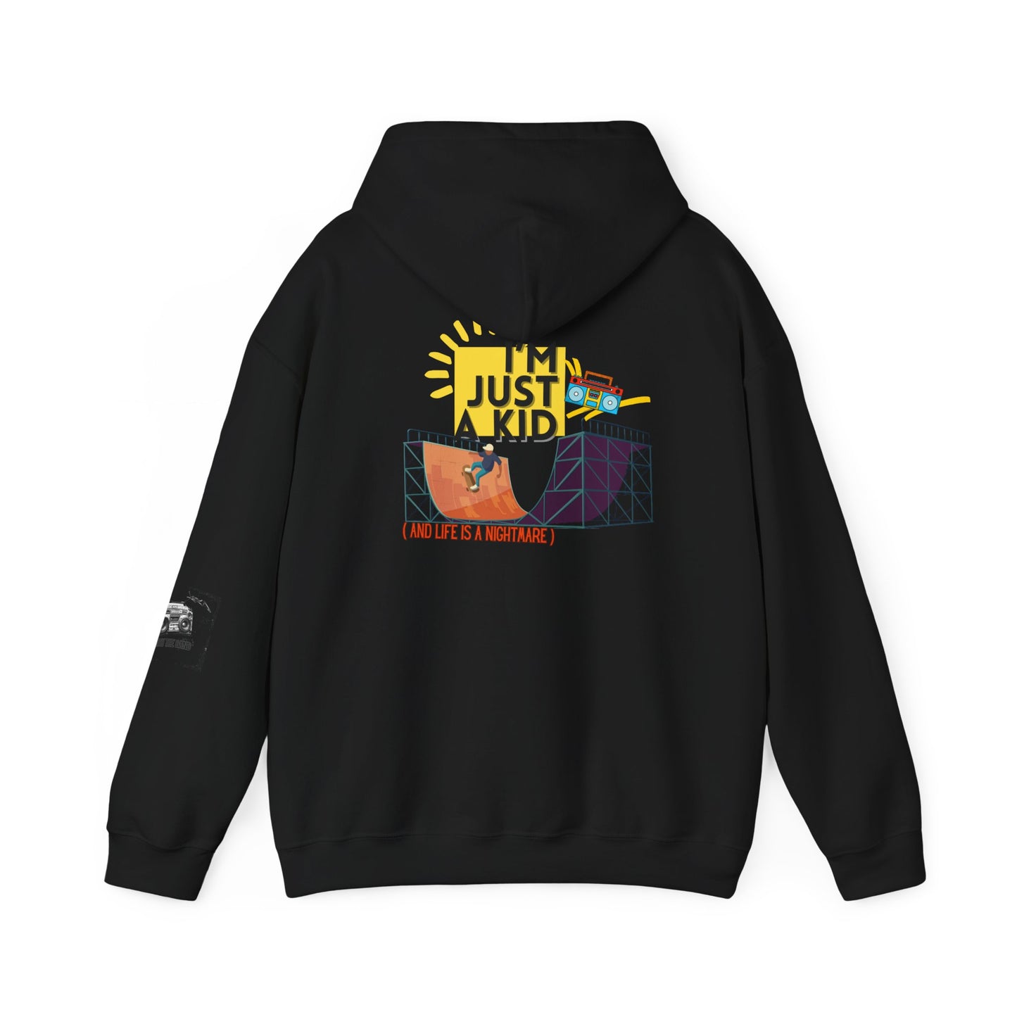 "I’m Just a Kid" Oversized Pop Punk Hoodie - Unisex Heavy Blend™ | Fun Graphic Sweatshirt, Youth Streetwear, Gifts for Boys & Girls, Birthday, Everyday Wear - Mixtape Hearts