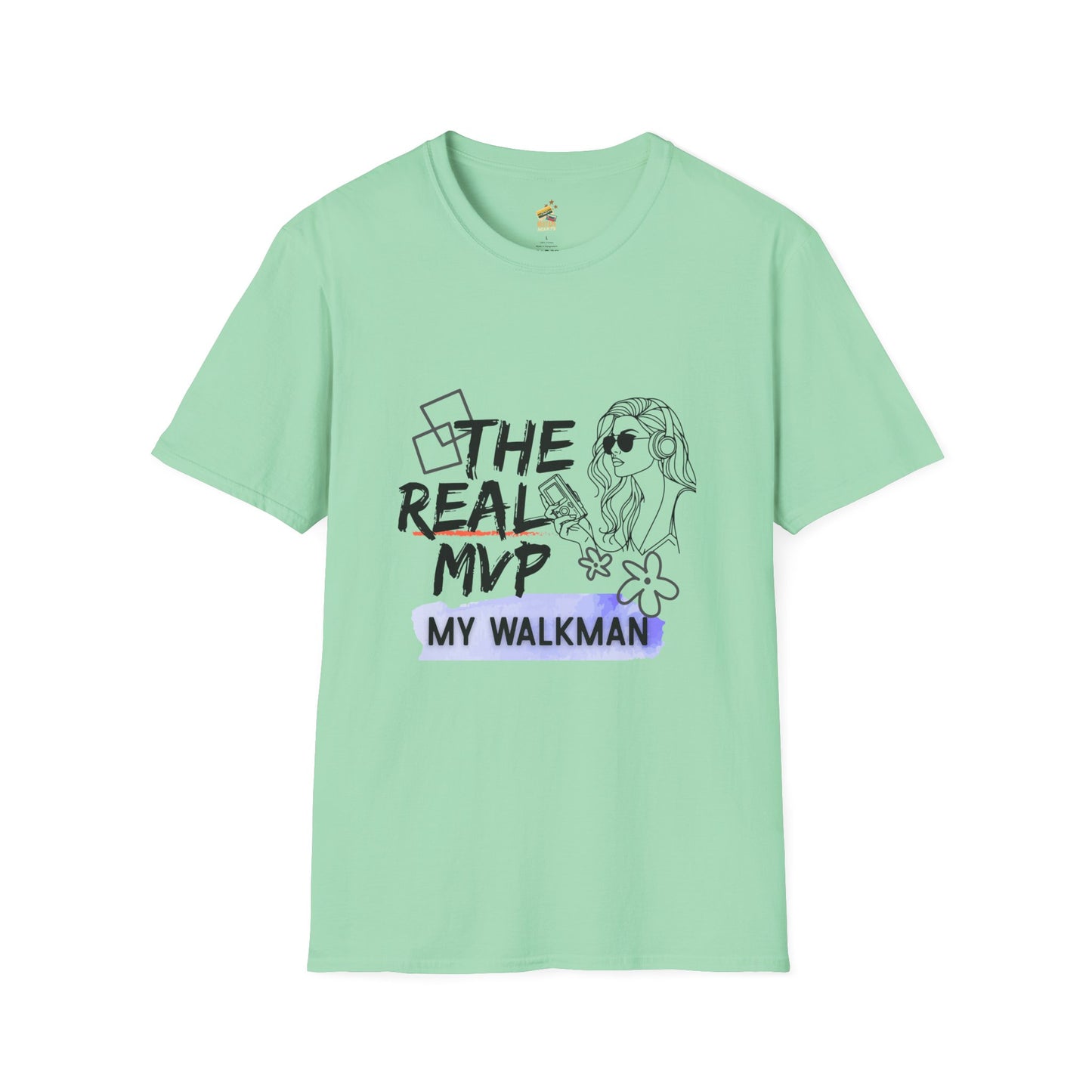 The Real MVP: My Walkman – 90s Nostalgia Unisex Tee| Gift for Walkman Fans, Vintage Style Tee, Casual Wear, Concert Outfit, Unisex Apparel - Mixtape Hearts