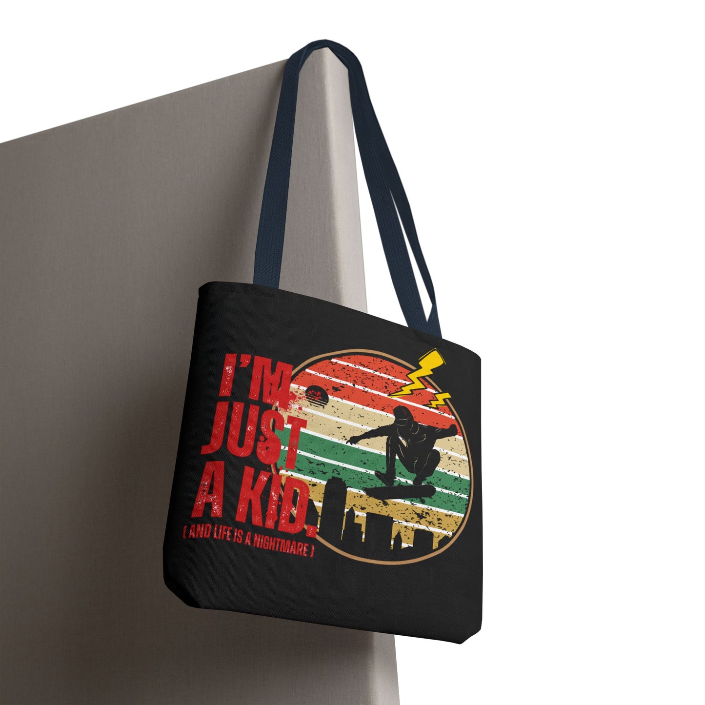 I’m Just a Kid Tote Bag – 2000s Pop Punk Aesthetic Canvas Bag for Emo Fans | Fun and Stylish Carryall | Great for School, Beach, Gifts, Everyday Use, AOP Design - Mixtape Hearts
