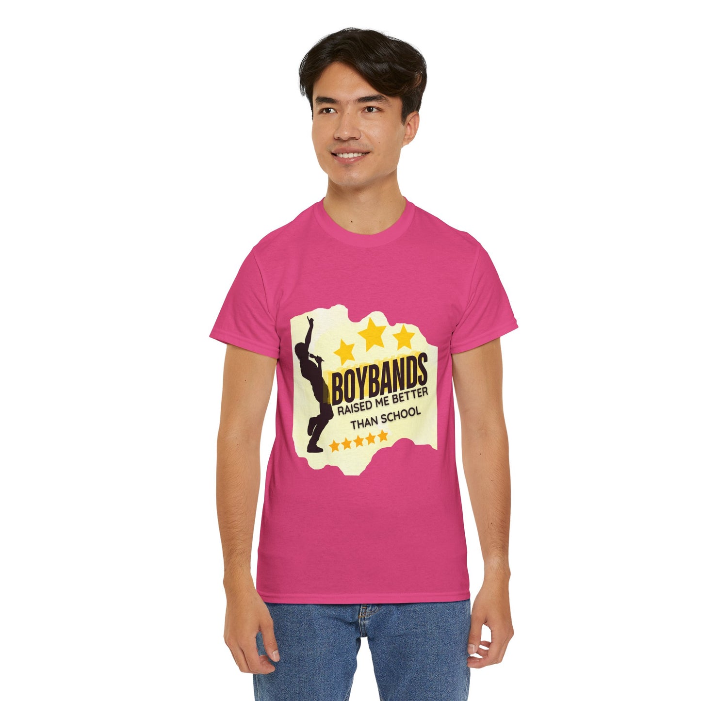 Boybands Raised Me Better Than School – Retro Fan Tee – Retro Pop Music Tee, Casual Tee, Graphic T-Shirt, Gift for Fans, Summer Wear, Everyday Comfort - Mixtape Hearts