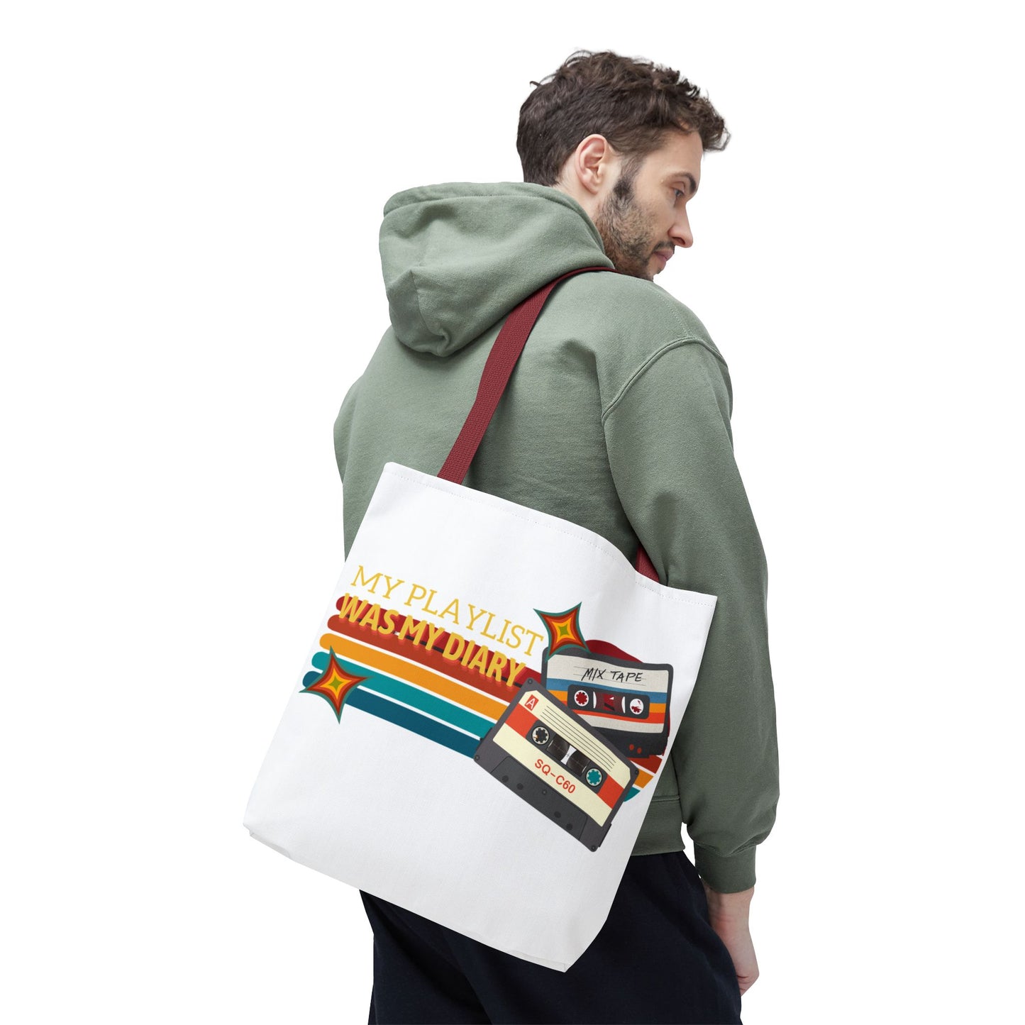 My Playlist Was My Diary – Emotional Era Tote Bag - AOP, Fun and Stylish, Perfect for Music Lovers, Gift for Friends, Everyday Use, Beach Bag, Eco-Friendly - Mixtape Hearts