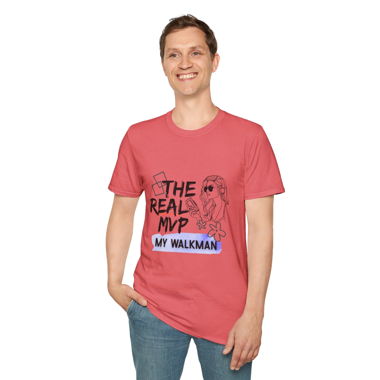The Real MVP: My Walkman – 90s Nostalgia Unisex Tee| Gift for Walkman Fans, Vintage Style Tee, Casual Wear, Concert Outfit, Unisex Apparel - Mixtape Hearts