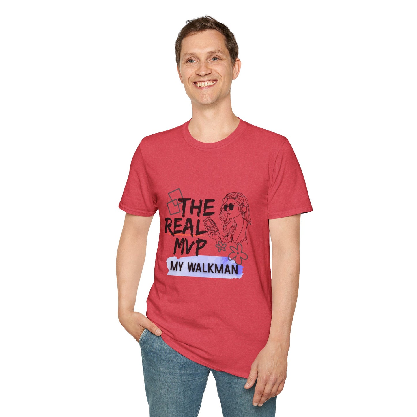 The Real MVP: My Walkman – 90s Nostalgia Unisex Tee| Gift for Walkman Fans, Vintage Style Tee, Casual Wear, Concert Outfit, Unisex Apparel - Mixtape Hearts