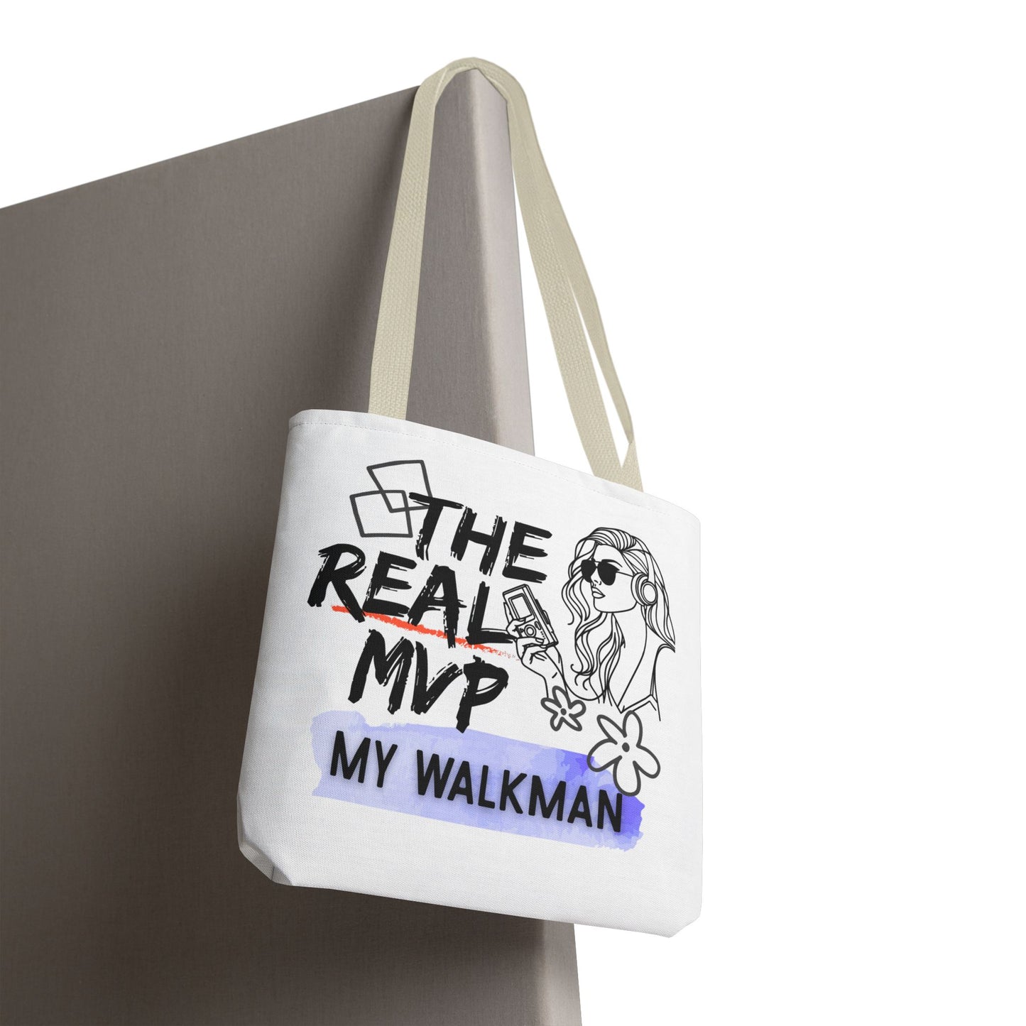 The Real MVP: My Walkman – Cassette Era Tote Bag - AOP, Fun and Stylish, Perfect for Music Lovers, Gift for Friends, Everyday Use, Beach Bag, Eco-Friendly - Mixtape Hearts